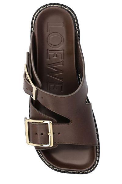 LOEWE Leather Cut-Out Detail Sandals with Sculpted Heel