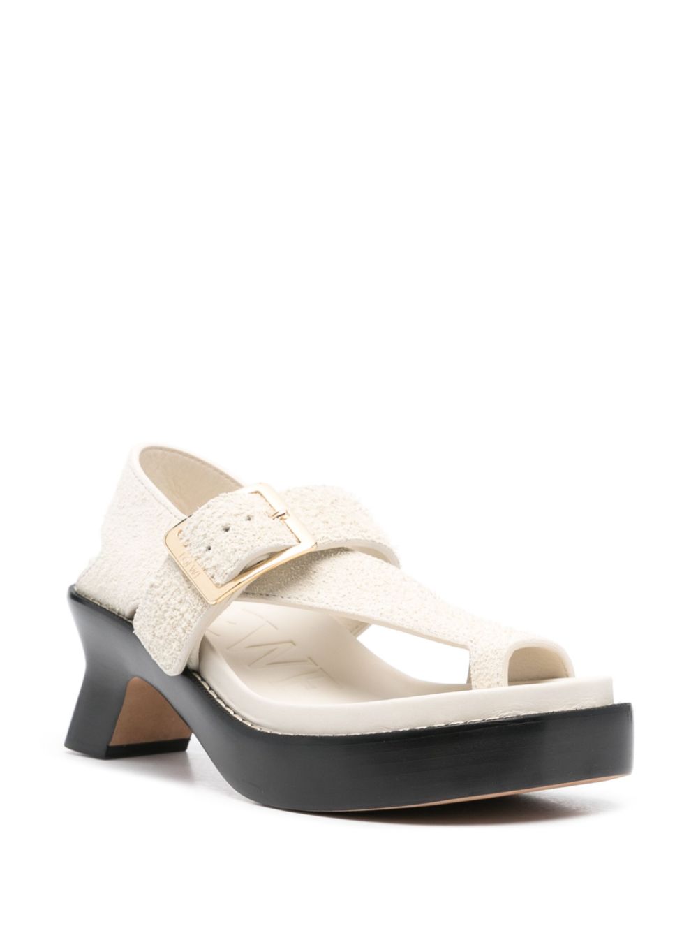 LOEWE Stylish Leather Square Open Toe Sandals with High Heel