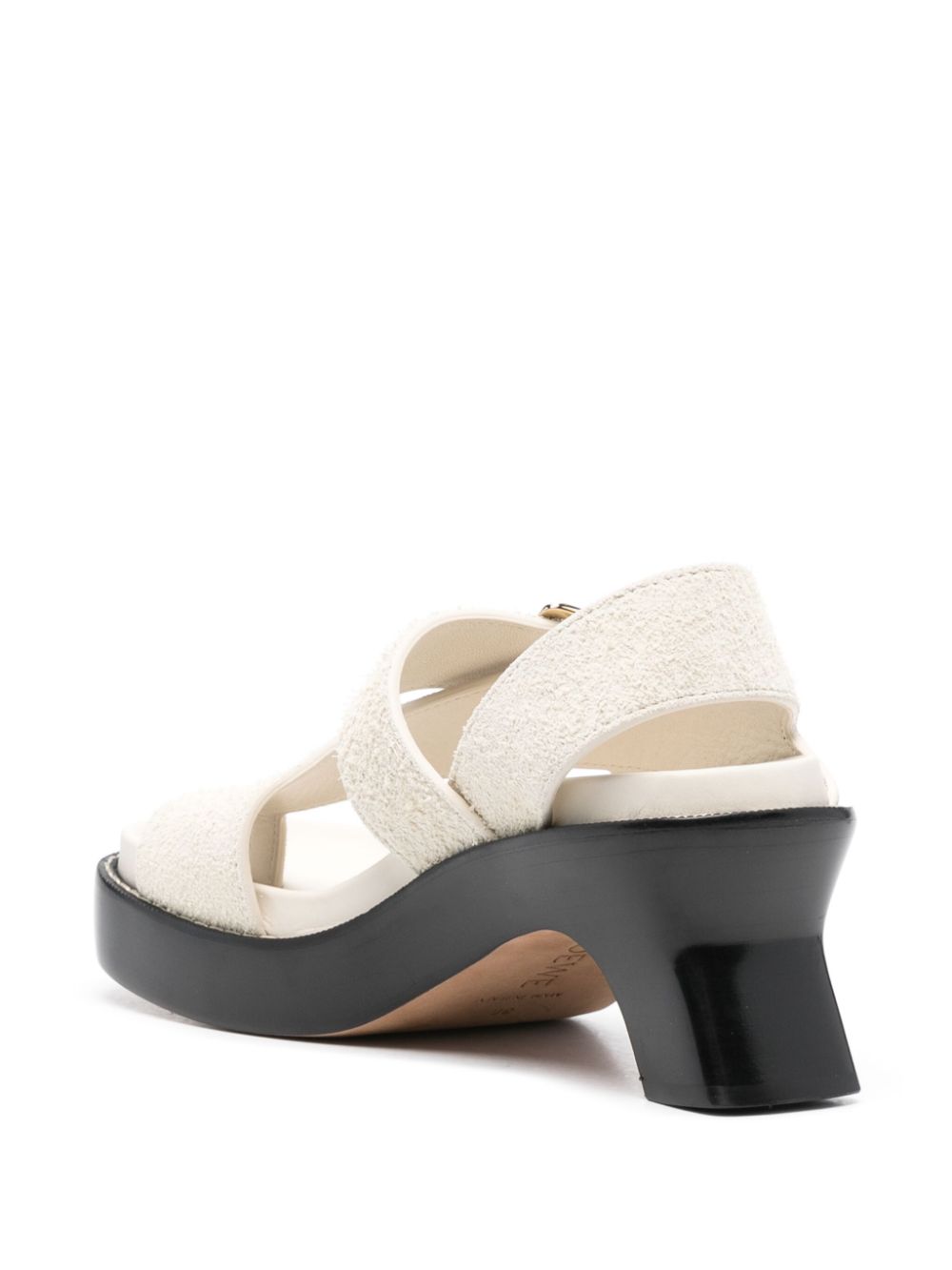 LOEWE Stylish Leather Square Open Toe Sandals with High Heel