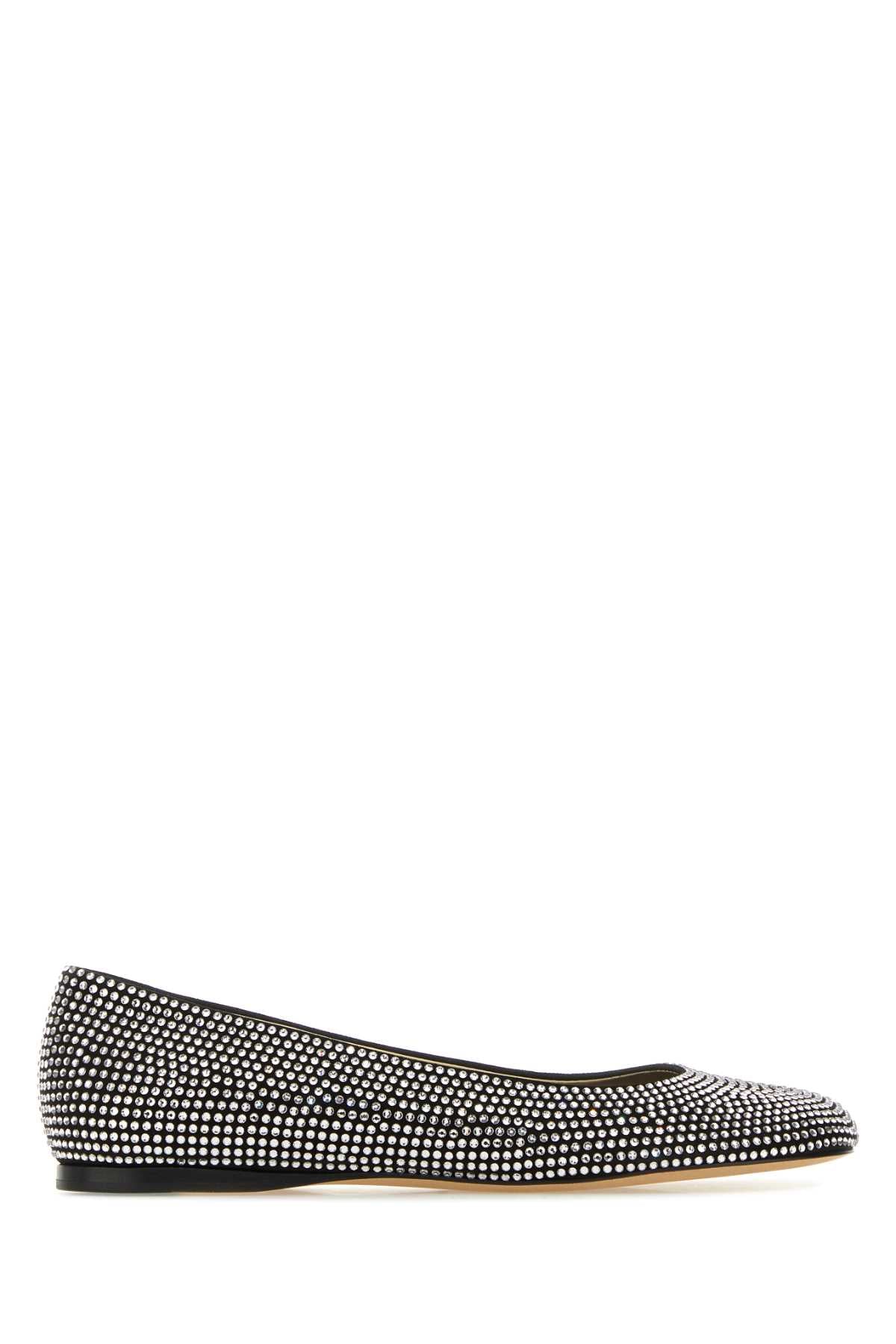 LOEWE Embellished Suede Mini Ballerinas