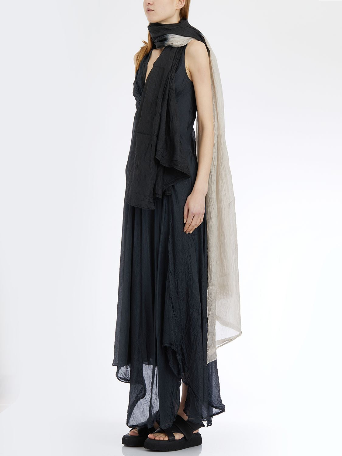 MARC LE BIHAN Two-Tone Tie Dye Silk Scarf 117x228cm