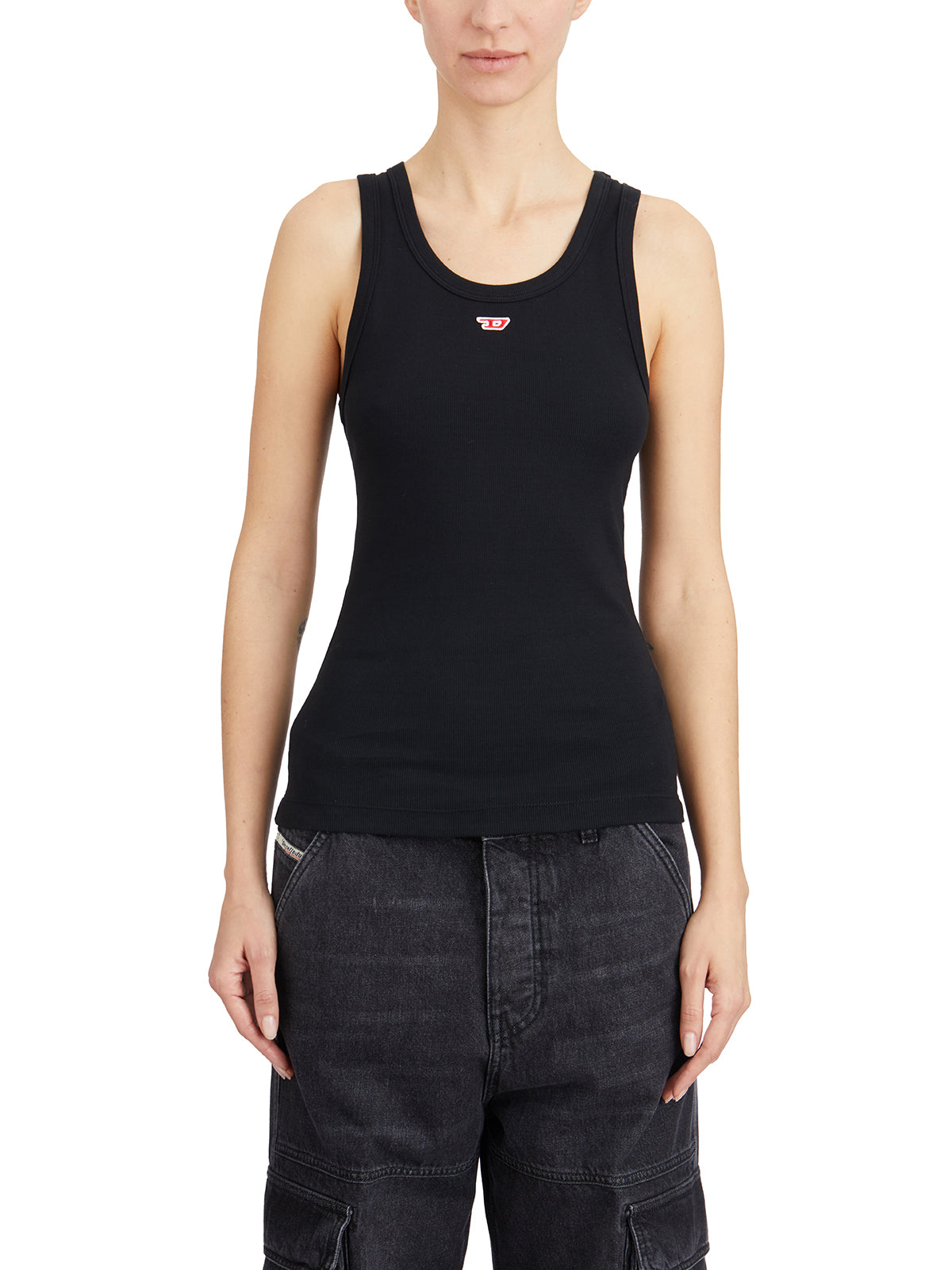 DIESEL Slim Fit Mini Logo Cotton Stretch Tank Top - Size S