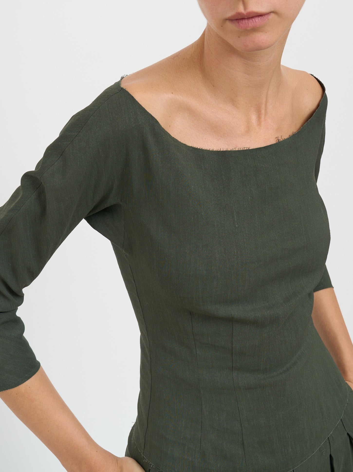 CORTANA Elegant 3/4 Sleeve Linen and Viscose Top