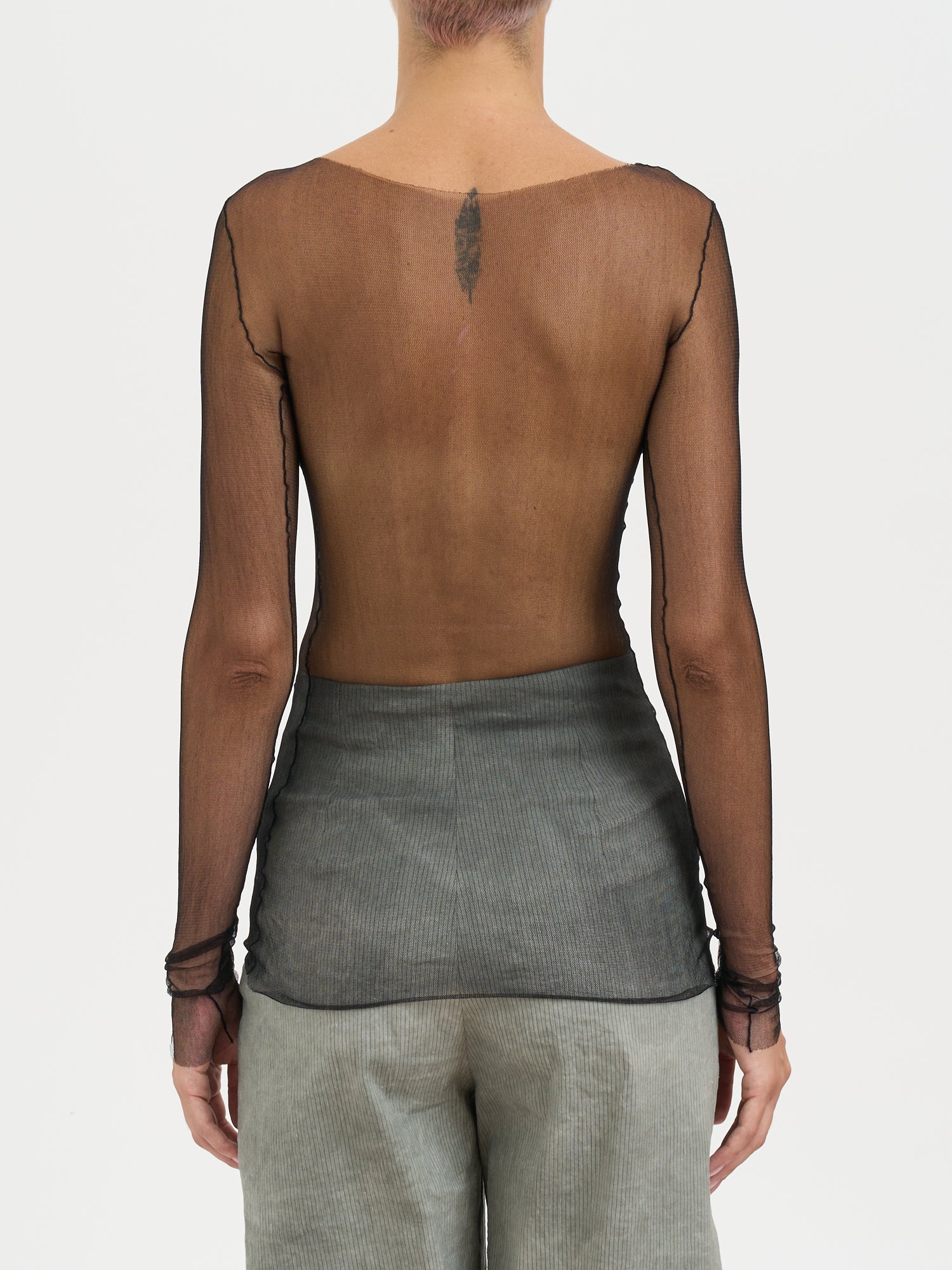 CORTANA Sheer Silk Tulle Top - Slim Fit