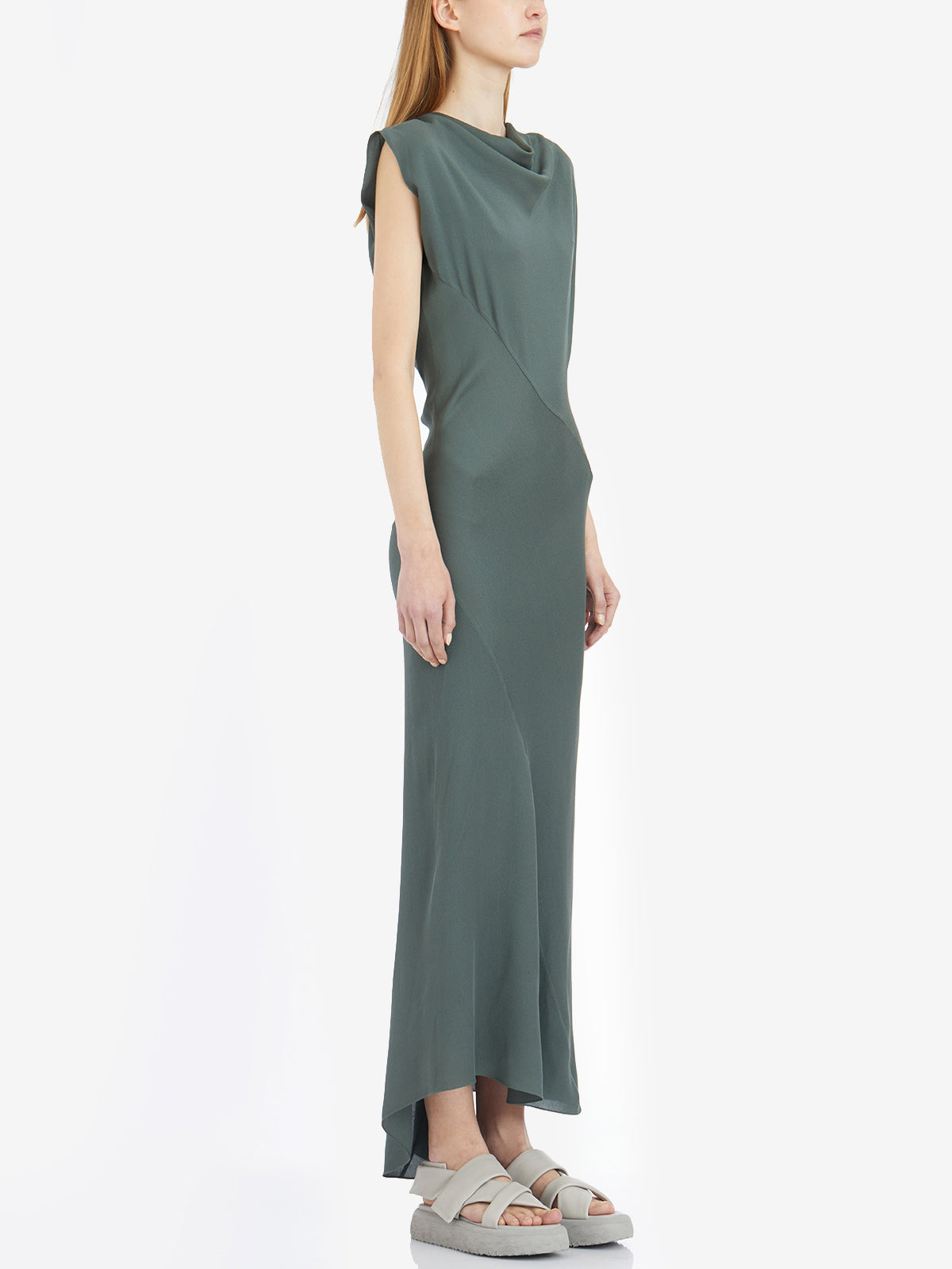 CORTANA Adjustable Neckline Asymmetrical Silk Mini Dress (Size 36)