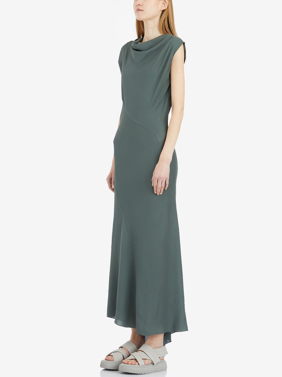 CORTANA Adjustable Neckline Asymmetrical Silk Mini Dress (Size 36)