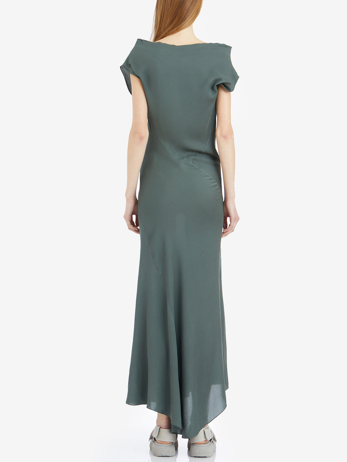 CORTANA Adjustable Neckline Asymmetrical Silk Mini Dress (Size 36)