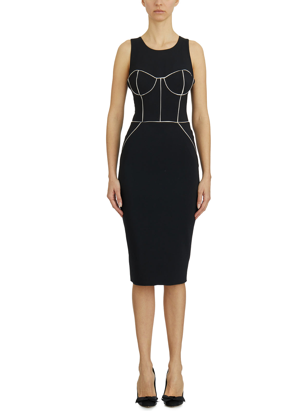 ELISABETTA FRANCHI Sheath Dress with Contrast Piping - Size 40