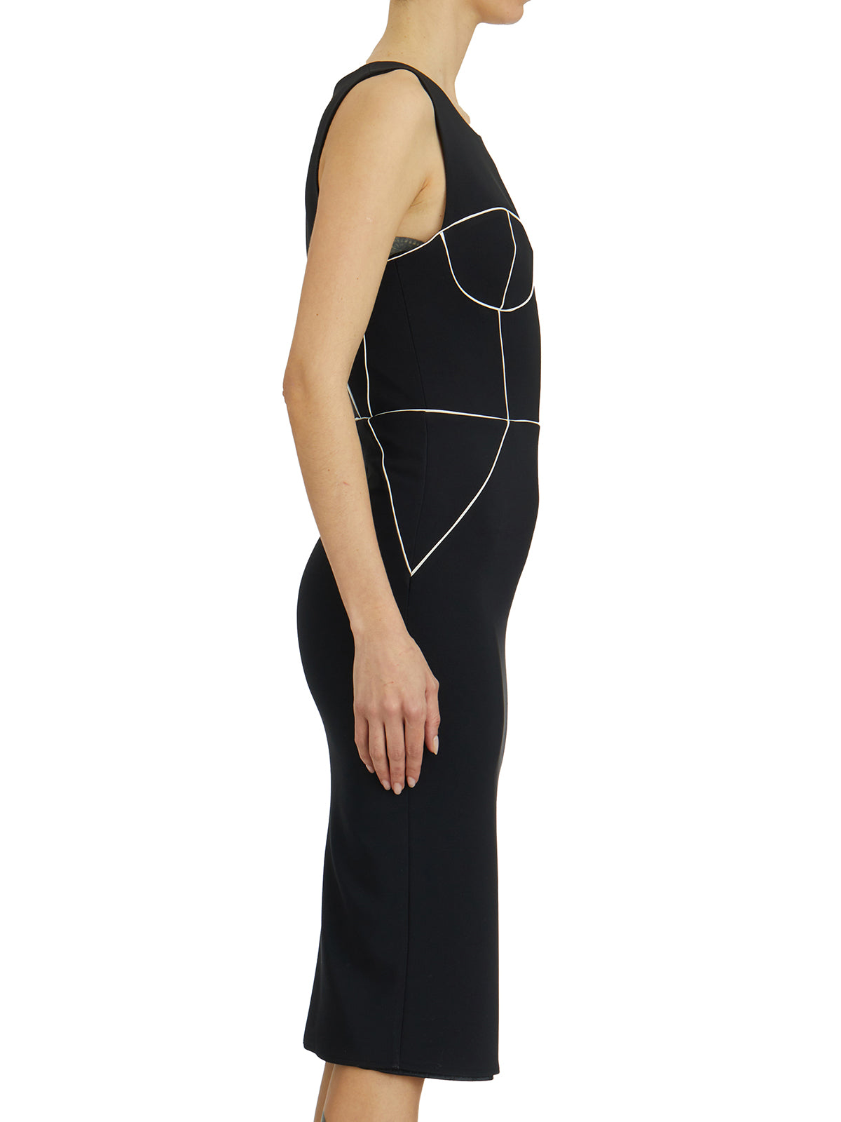 ELISABETTA FRANCHI Sheath Dress with Contrast Piping - Size 40