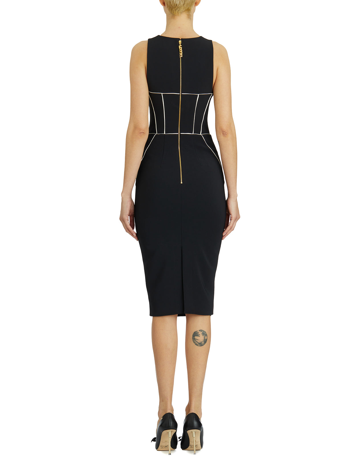 ELISABETTA FRANCHI Sheath Dress with Contrast Piping - Size 40