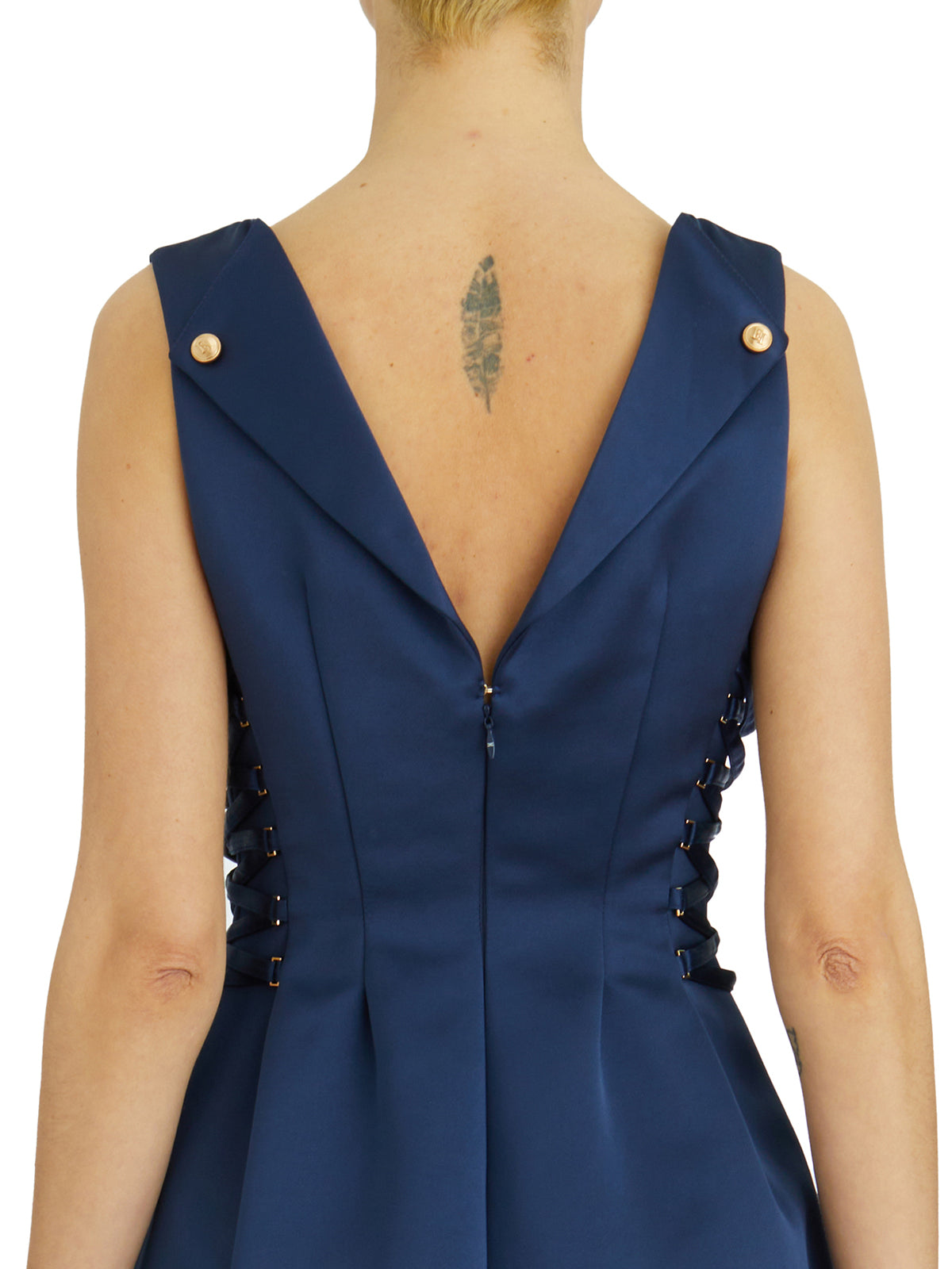 ELISABETTA FRANCHI Sleeveless Boat Neck Mini Dress - Size 40