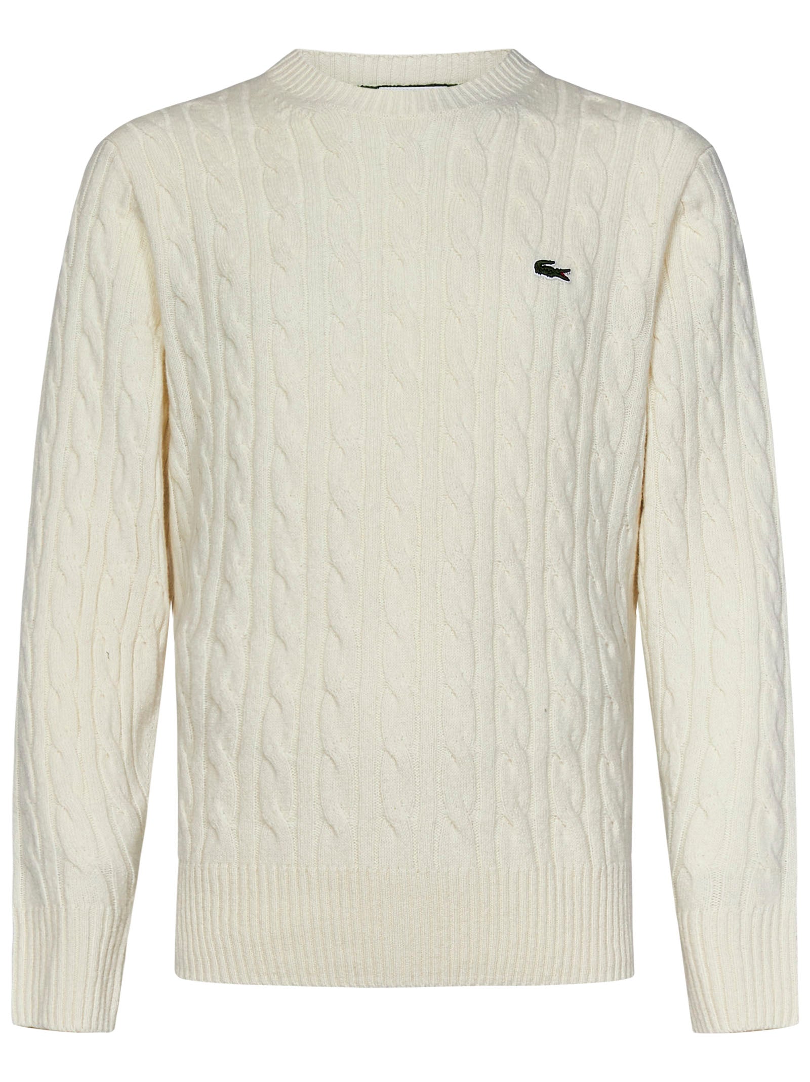 LACOSTE Cable-Knit Sweater with Crew Neck - Size 48 IT