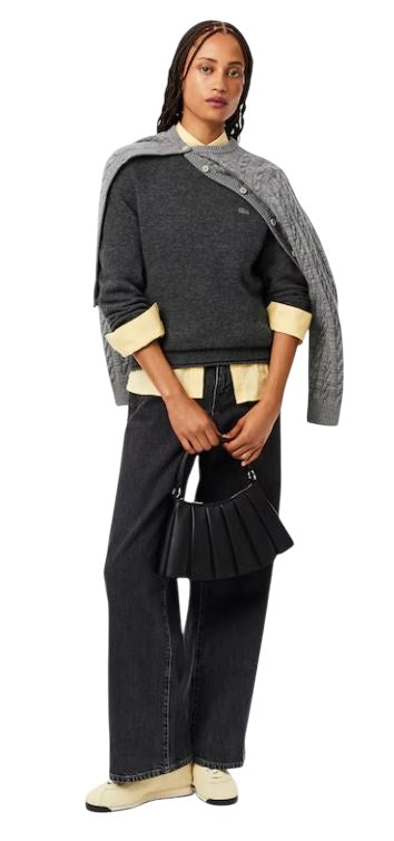 LACOSTE Classic Women's Sweater with Rolled Collar