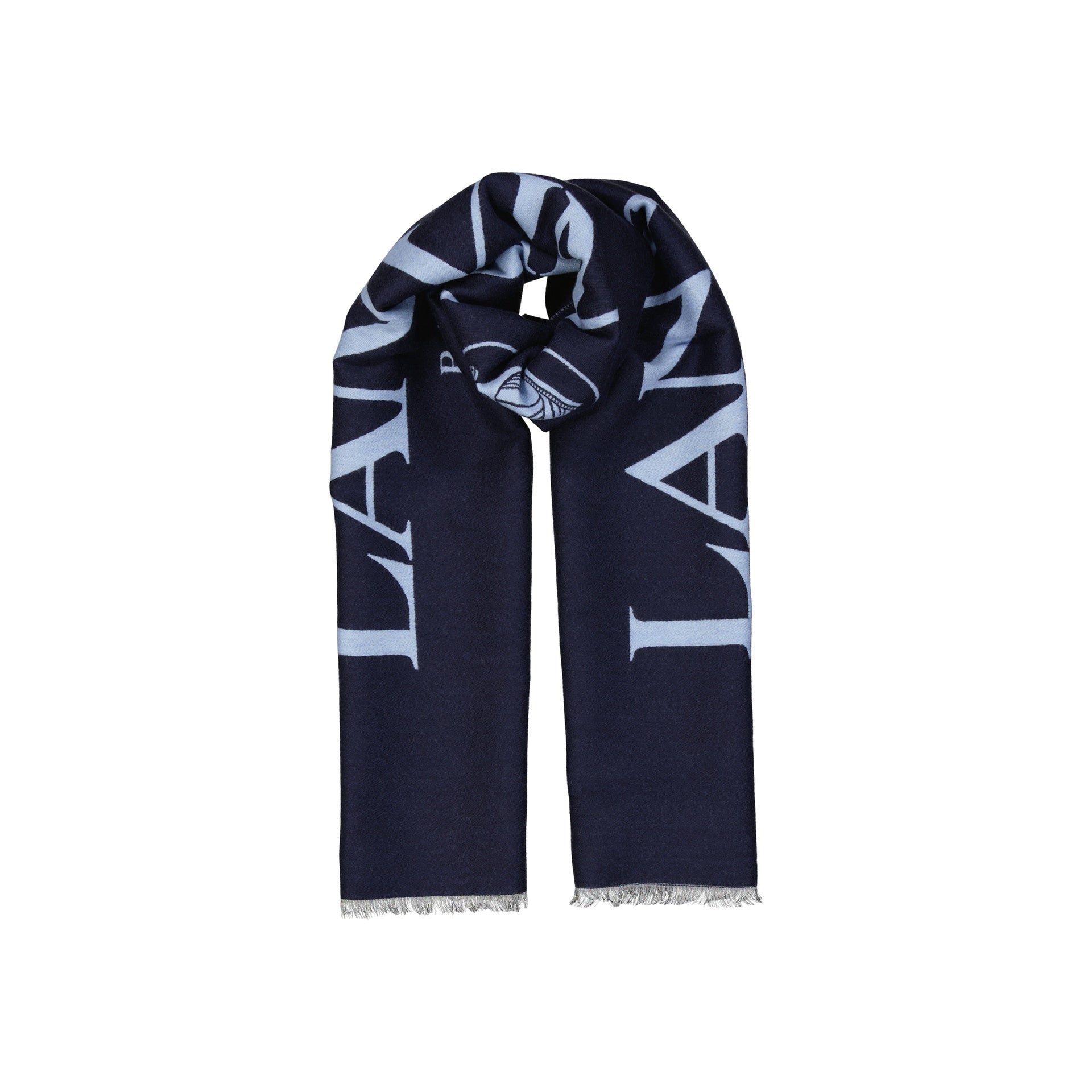 LANVIN Wool and Silk Logo Scarf - 180 cm x 35 cm