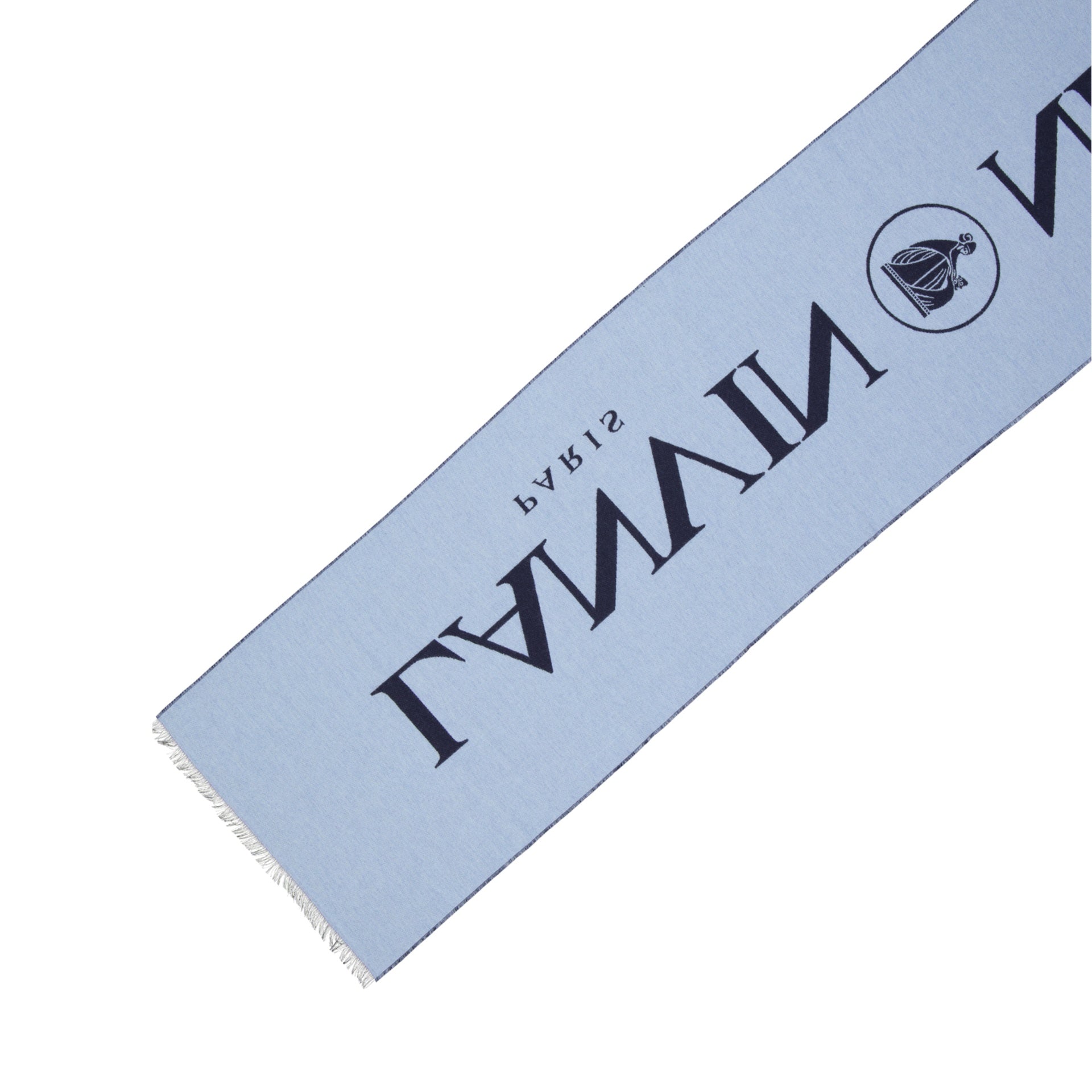 LANVIN Wool and Silk Logo Scarf - 180 cm x 35 cm