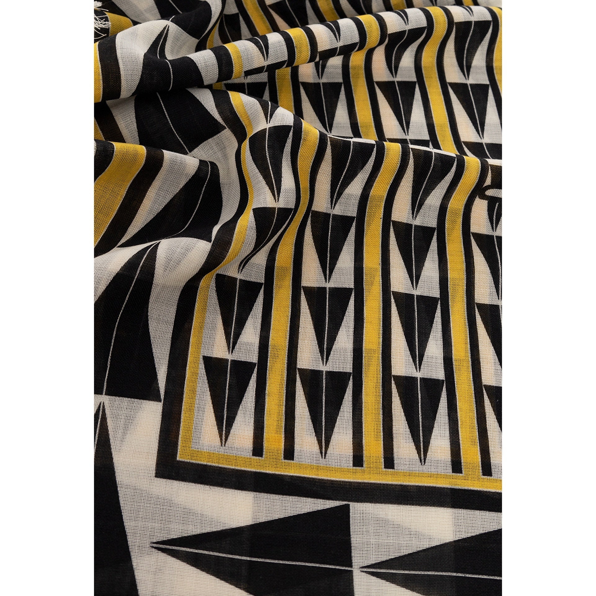 LANVIN Geometric Pattern Wool Scarf - 200 cm Length