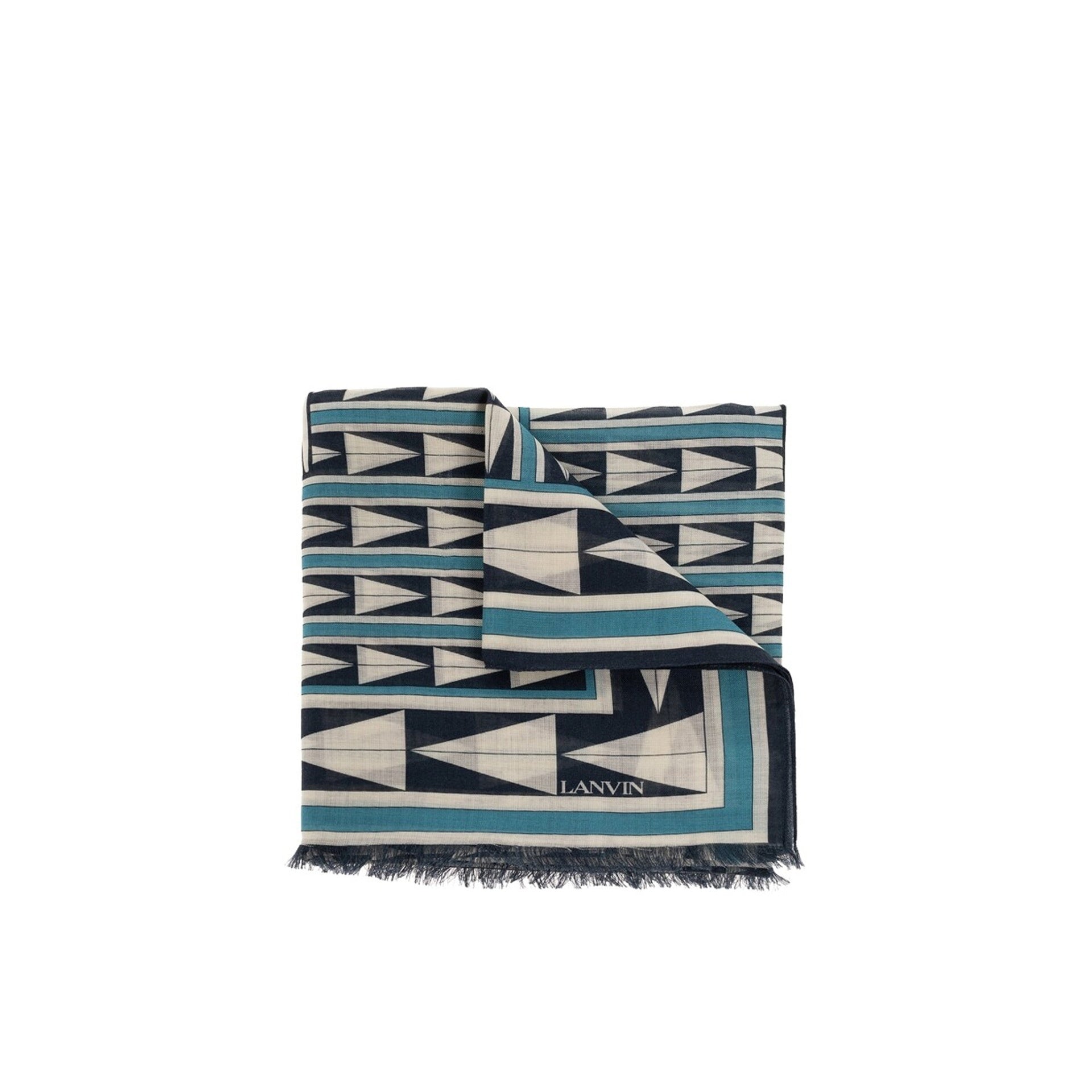 LANVIN Wool Scarf with Geometric Pattern - 200 cm x 70 cm