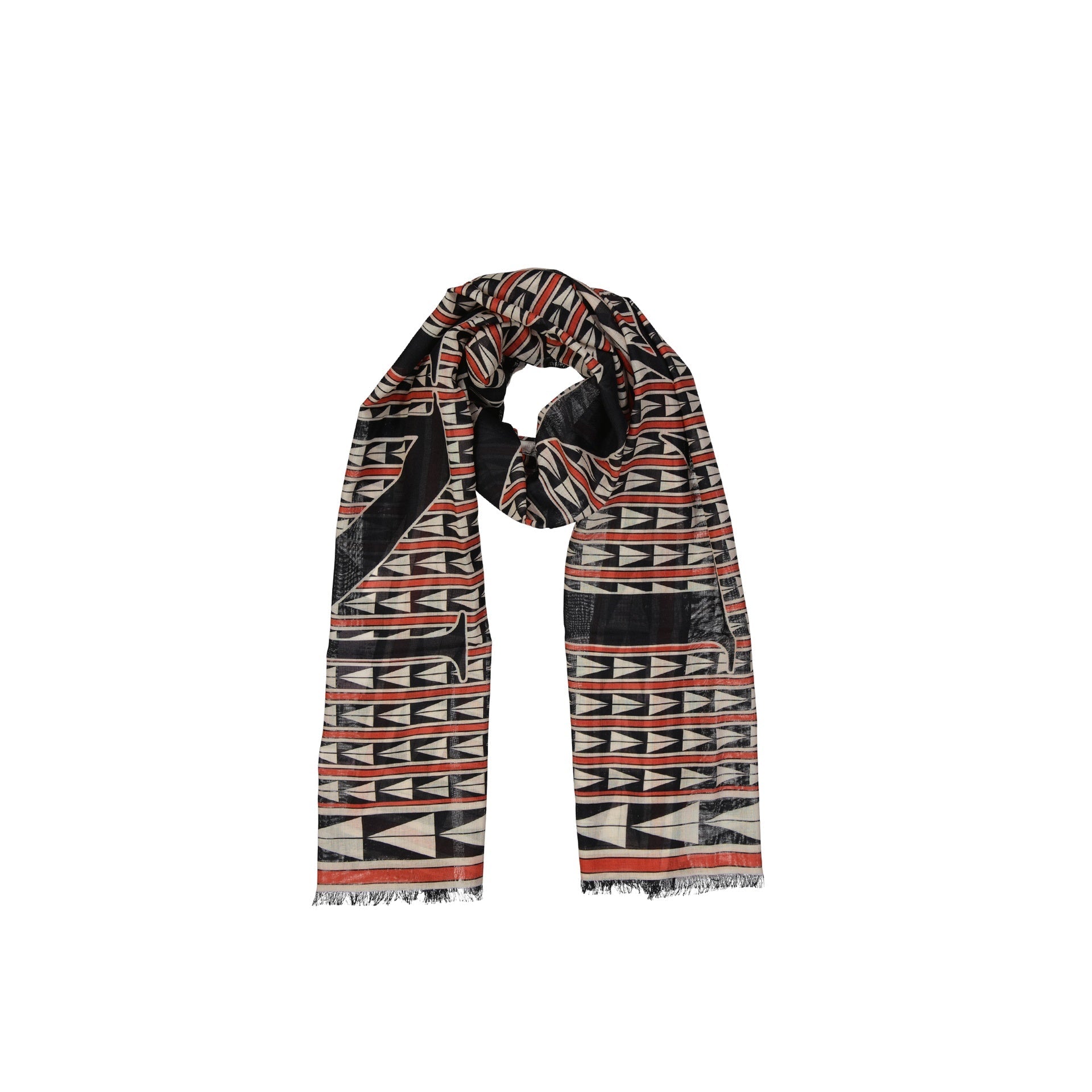 LANVIN Wool Scarf with Geometric Pattern - 200 cm