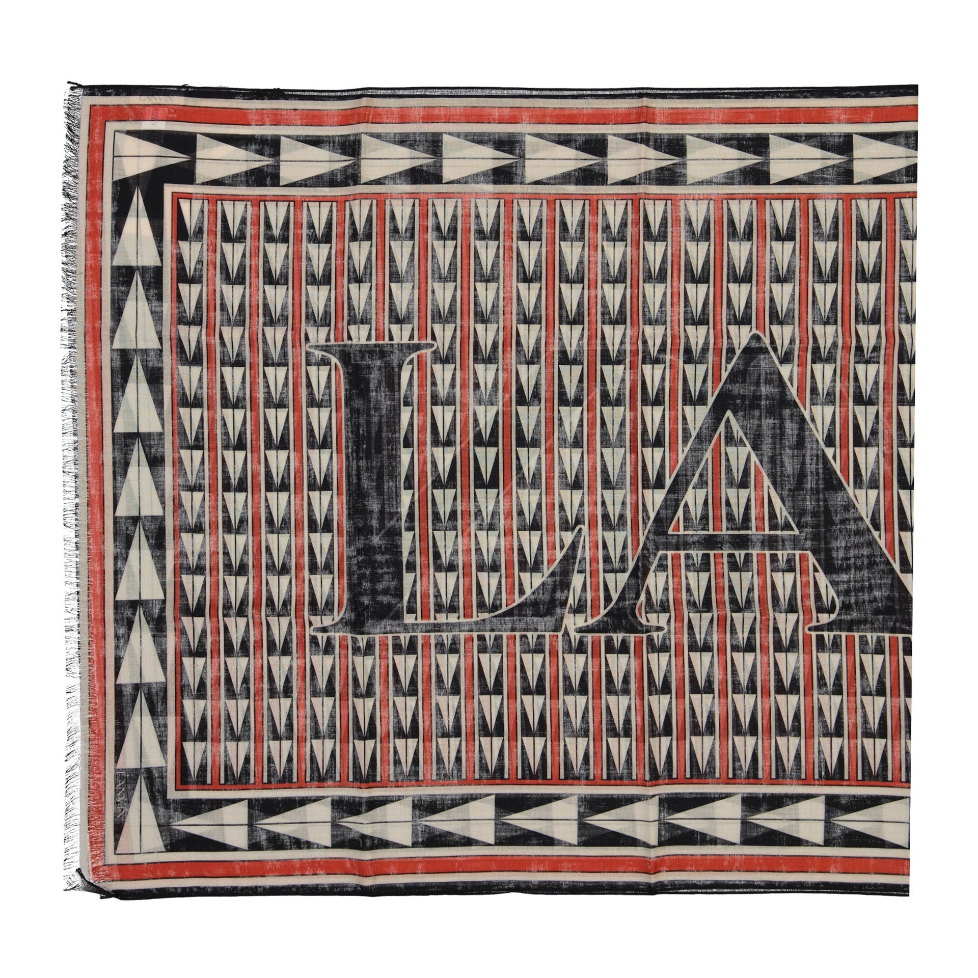 LANVIN Wool Scarf with Geometric Pattern - 200 cm