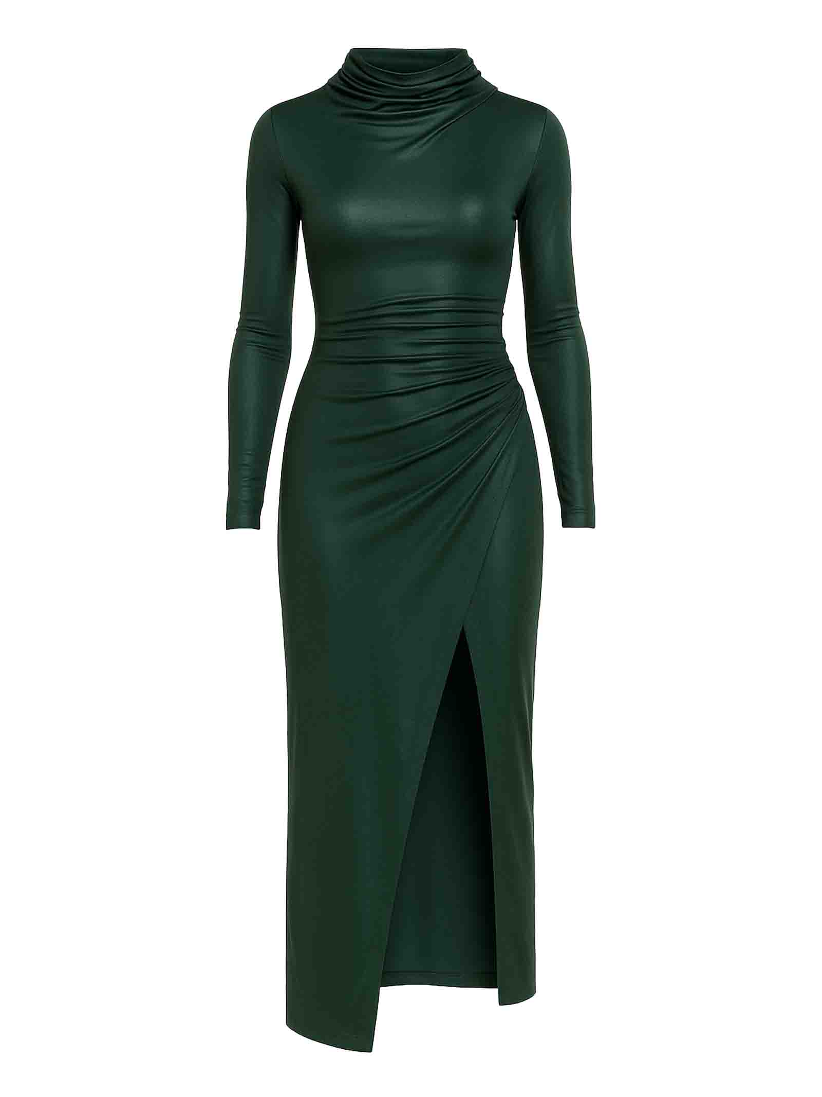 LAPOINTE Chic High Neck Midi Dress with Side Slit