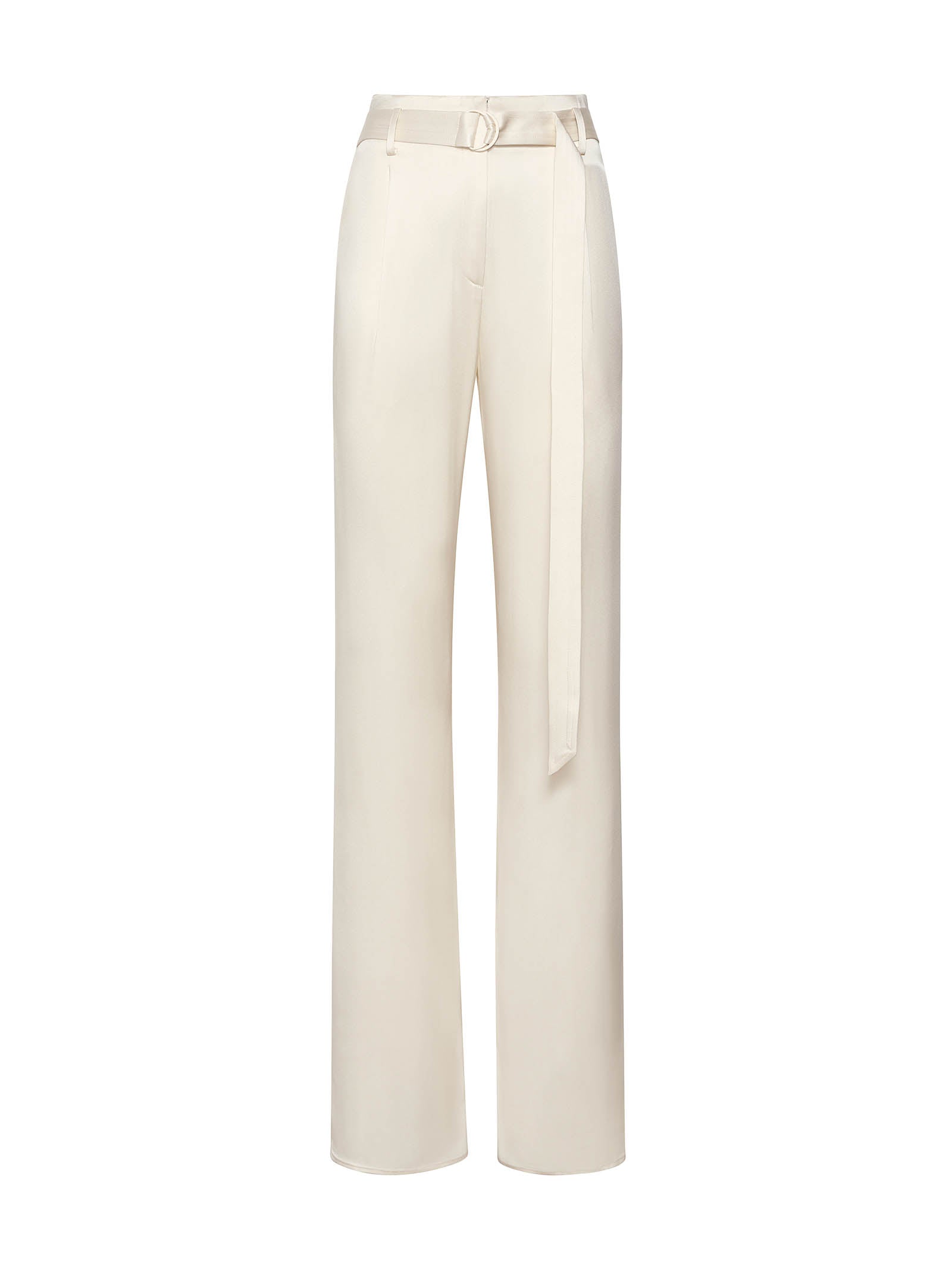 LAPOINTE Elegant Double-Faced Satin Trousers with D-Ring Belt for Women