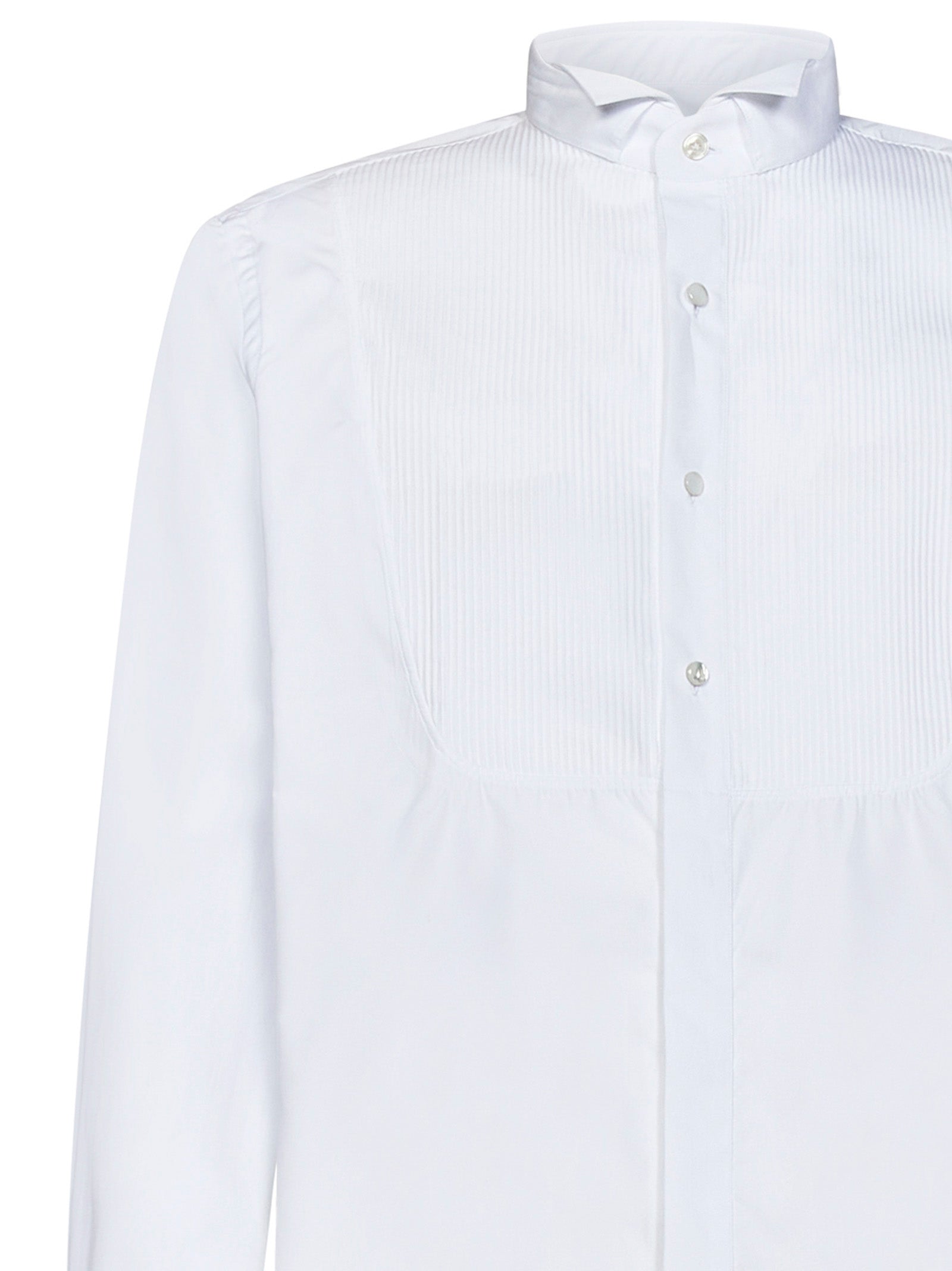 LARDINI Tailored Fit Cotton Shirt with Pleated Plastron - Size 42