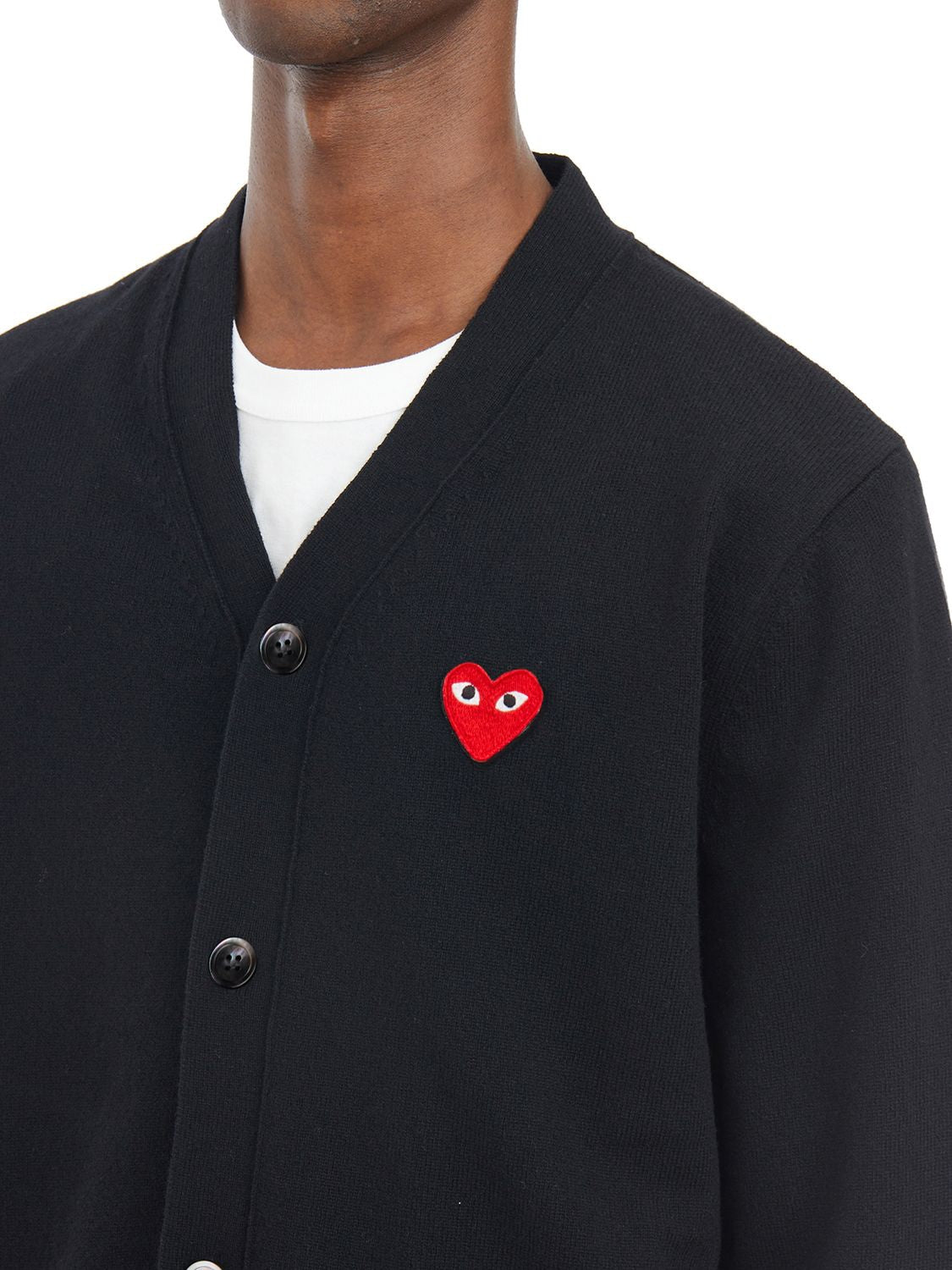 COMME DES GARÇONS PLAY Men's V-Neck Logo Cardigan - Size L