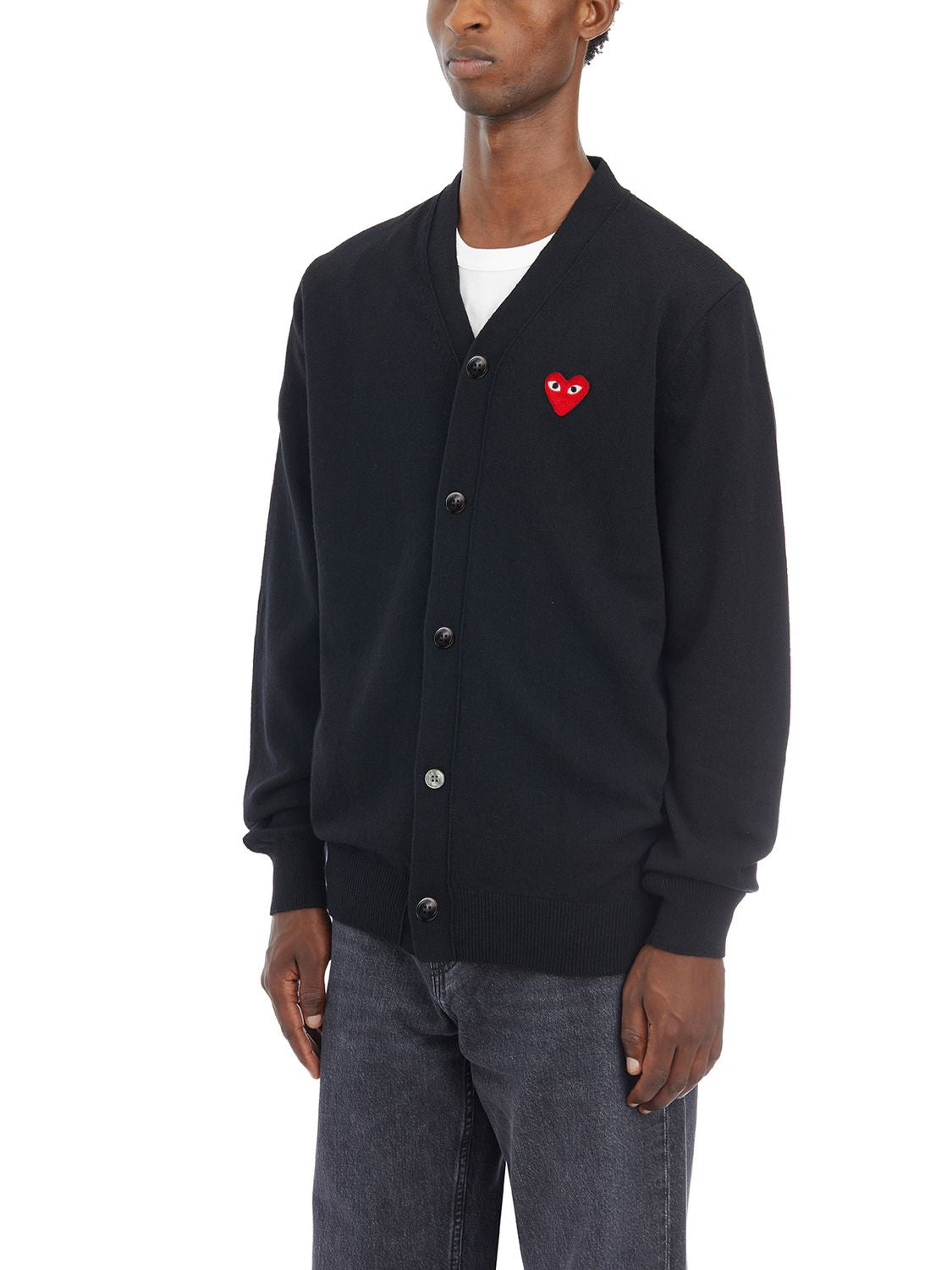 COMME DES GARÇONS PLAY Men's V-Neck Logo Cardigan - Size L