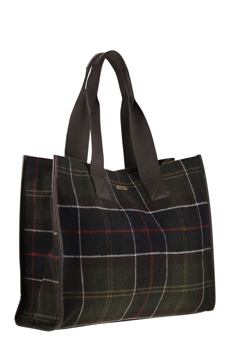 BARBOUR Tartan Tote Handbag - 42 x 33 x 13.5 cm