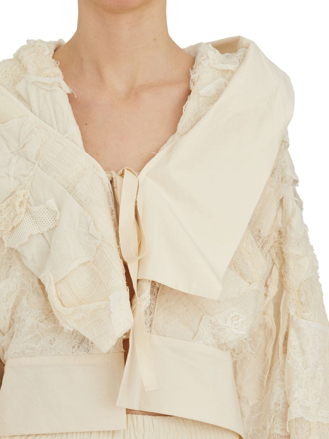 YEUNG CHIN Mini Hooded Short Jacket with Drawstring Closure - Size S