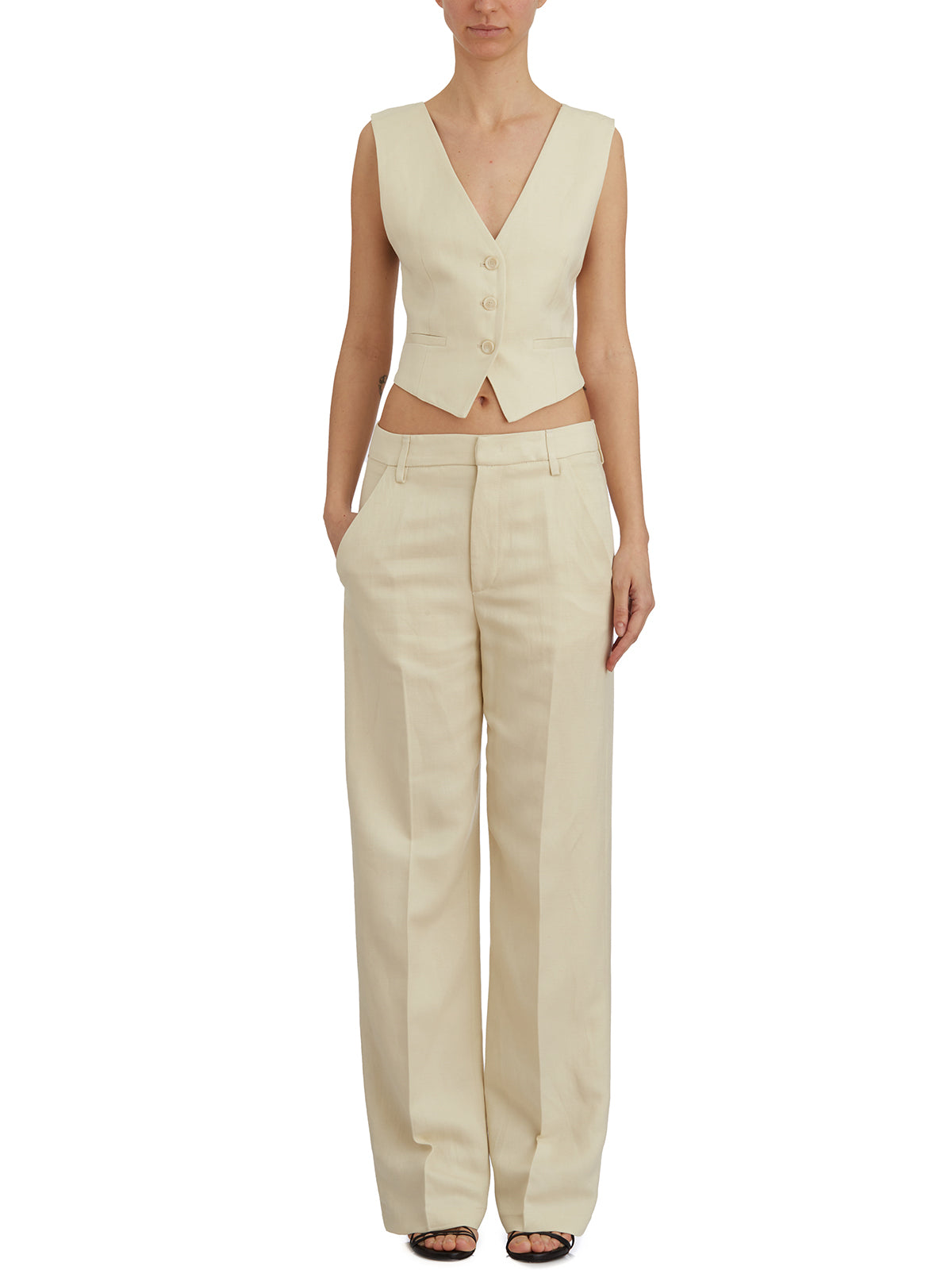 DONDUP Crossback Vest with Deep V Neck - Size 40