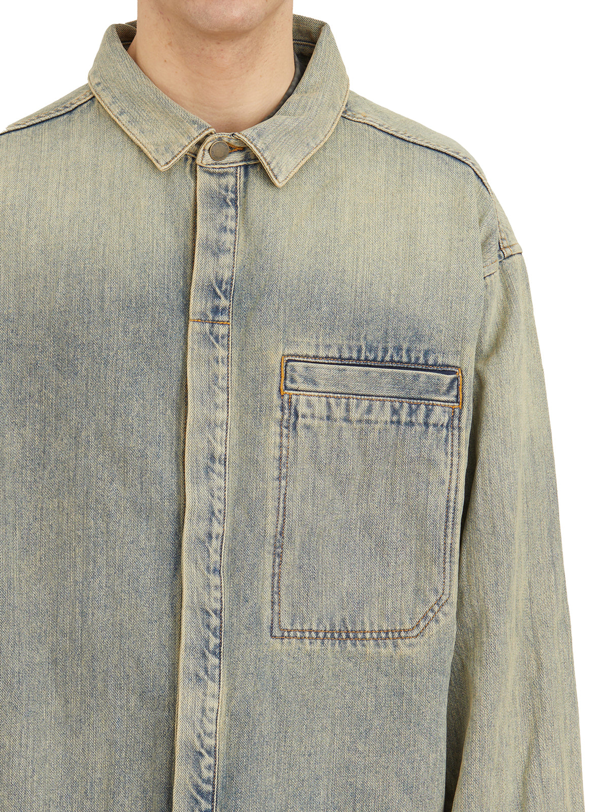ENTIRE STUDIOS Denim Shirt with Herculean Surface Wave - Size M
