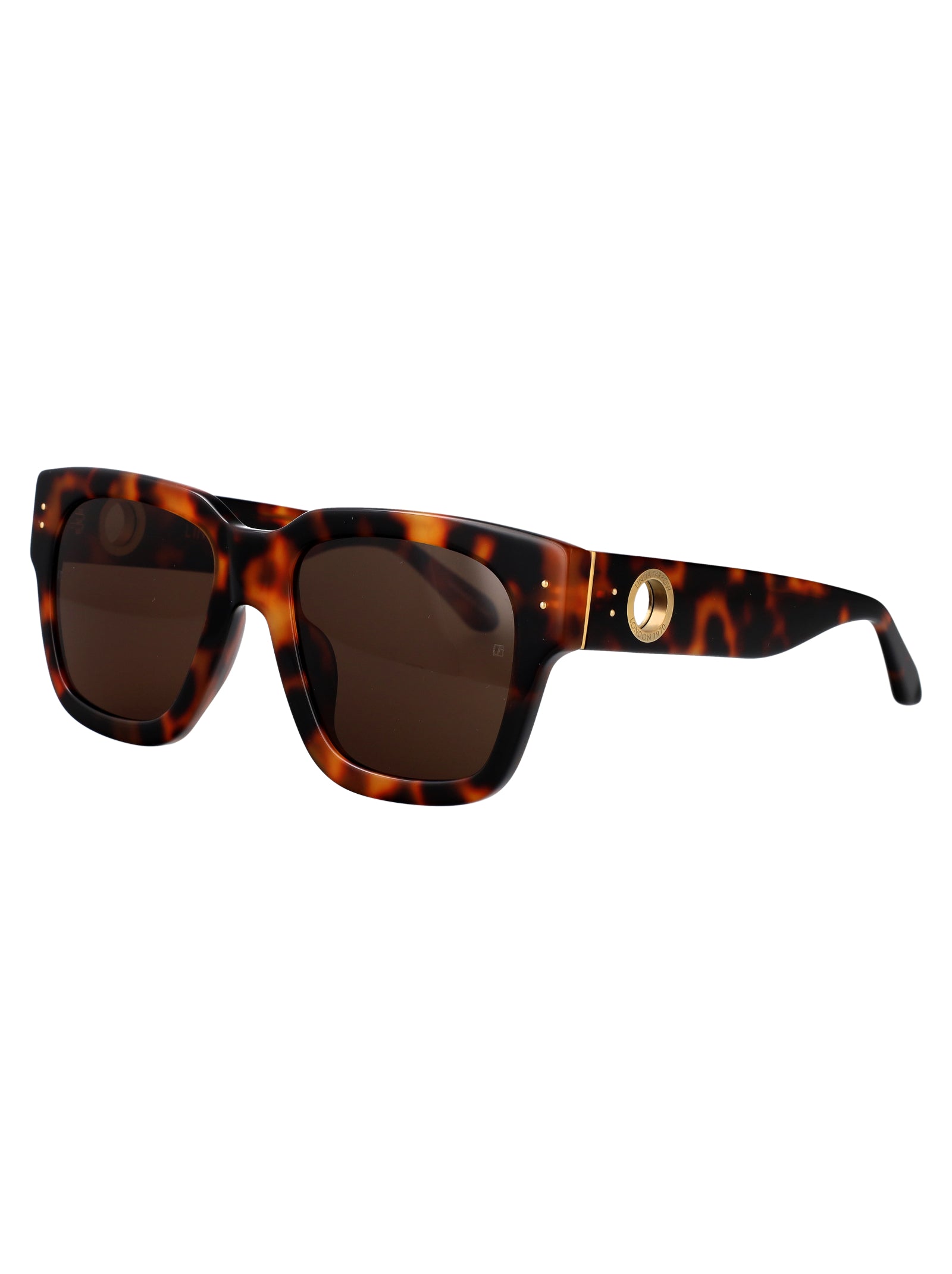 LINDA FARROW Unisex Acetate and Metal Sunglasses - T-Shell Style