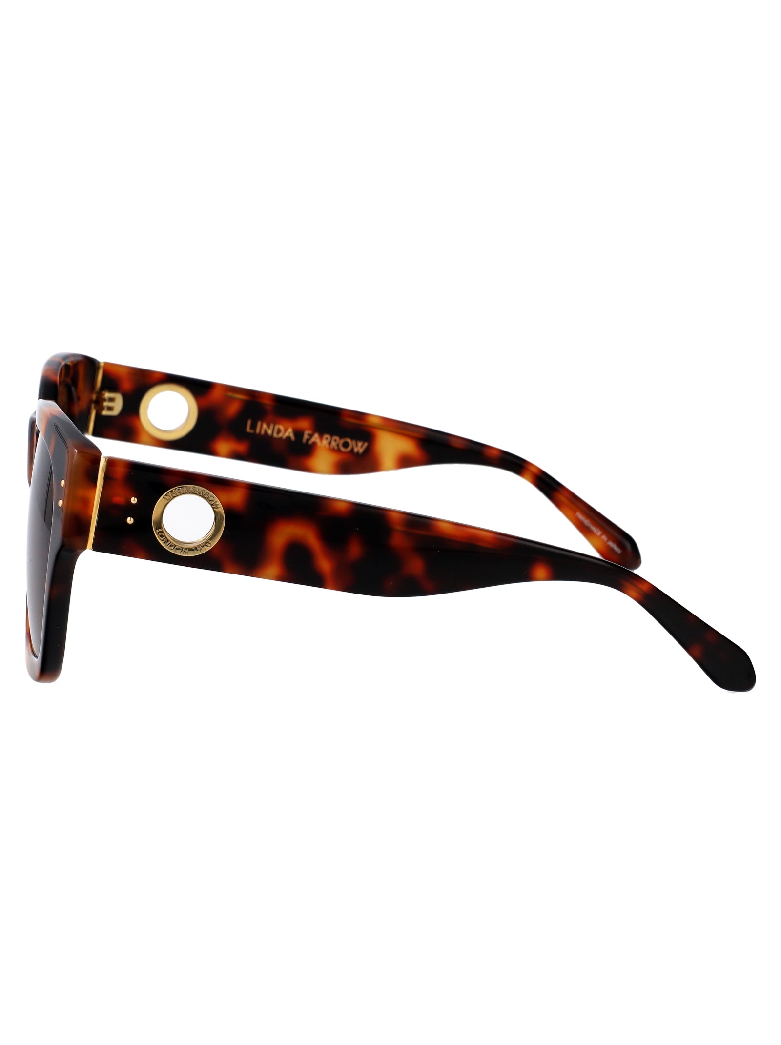 LINDA FARROW Unisex Acetate and Metal Sunglasses - T-Shell Style