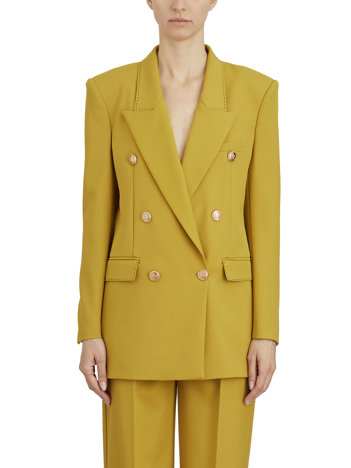 ELISABETTA FRANCHI Cool Wool Jacket with Embellished Buttons - Size 40