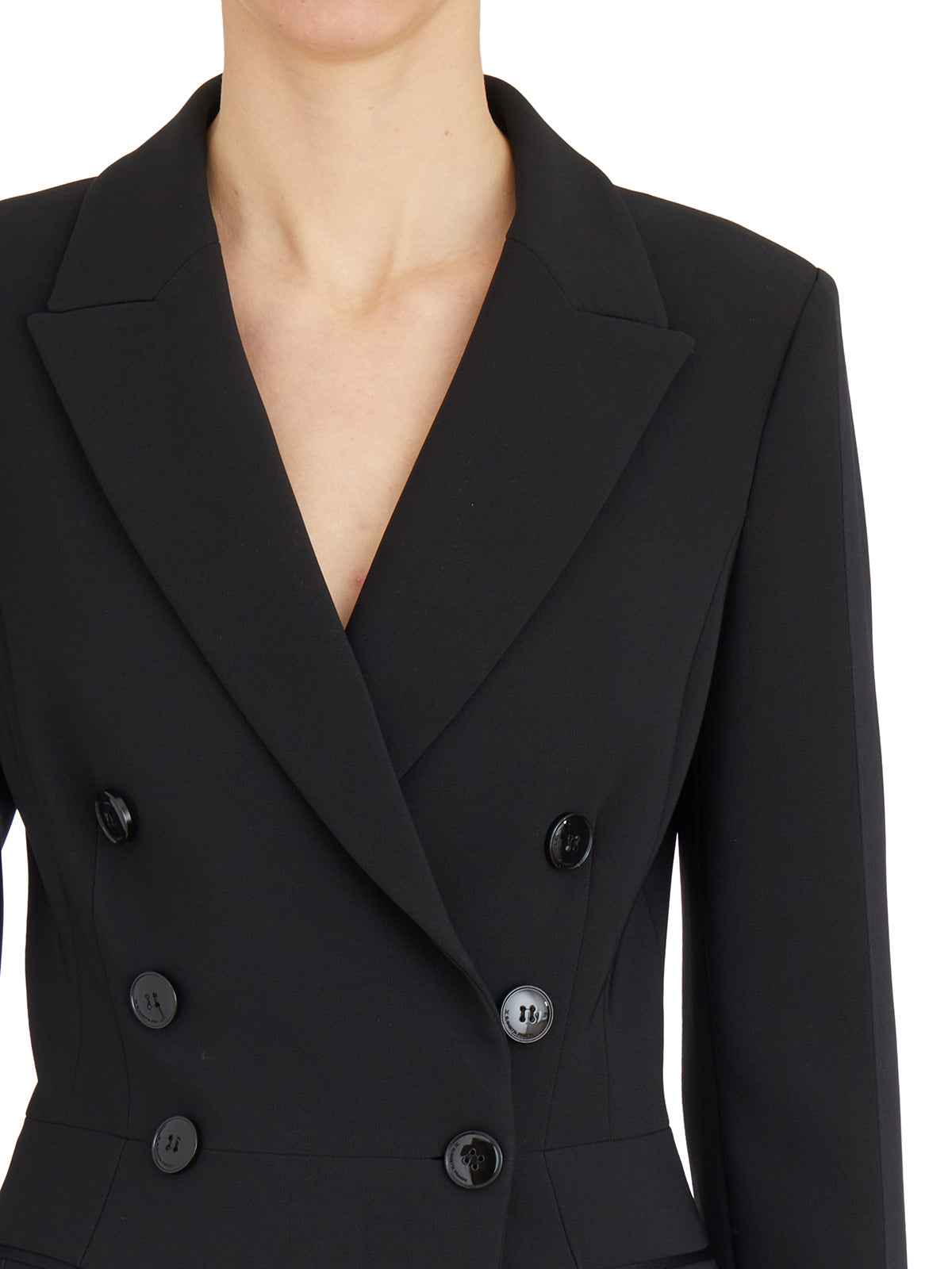 ELISABETTA FRANCHI Double-Breasted Jacket with Satin Details - Size 40