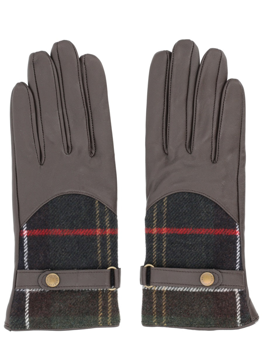 BARBOUR Tartan Leather Gloves for Women