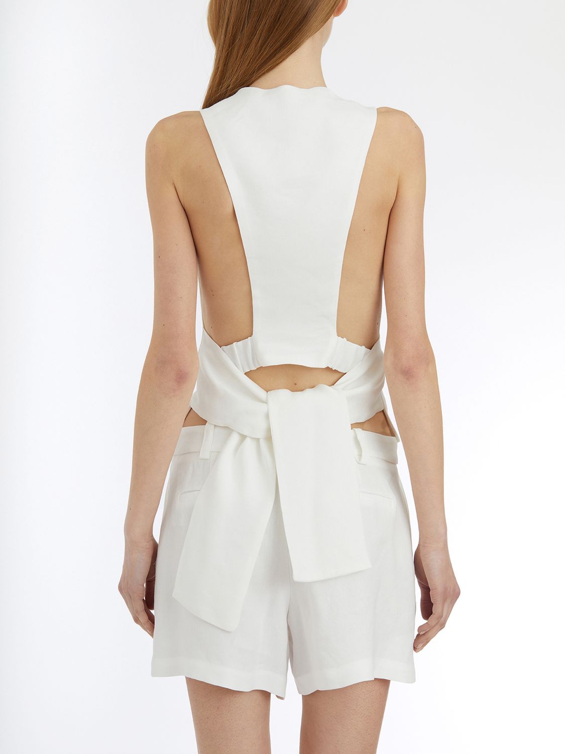 ELISABETTA FRANCHI V-Neck Linen Blend Vest Size 40