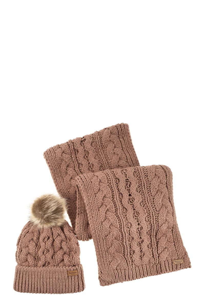 BARBOUR Knit Hat and Scarf Set - 25 x 170 cm