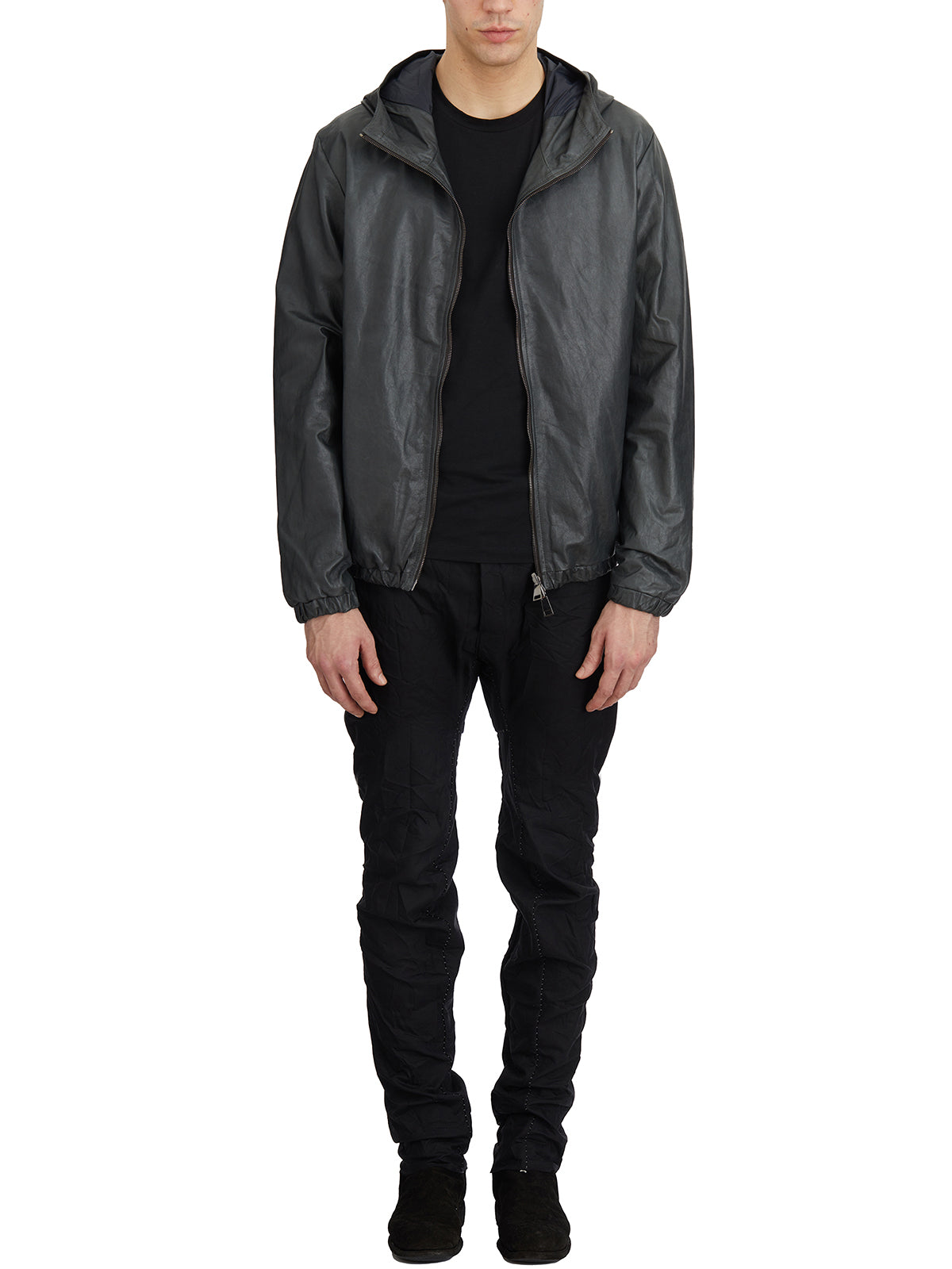 GIORGIO BRATO Leather Jacket with Hood - Size 50