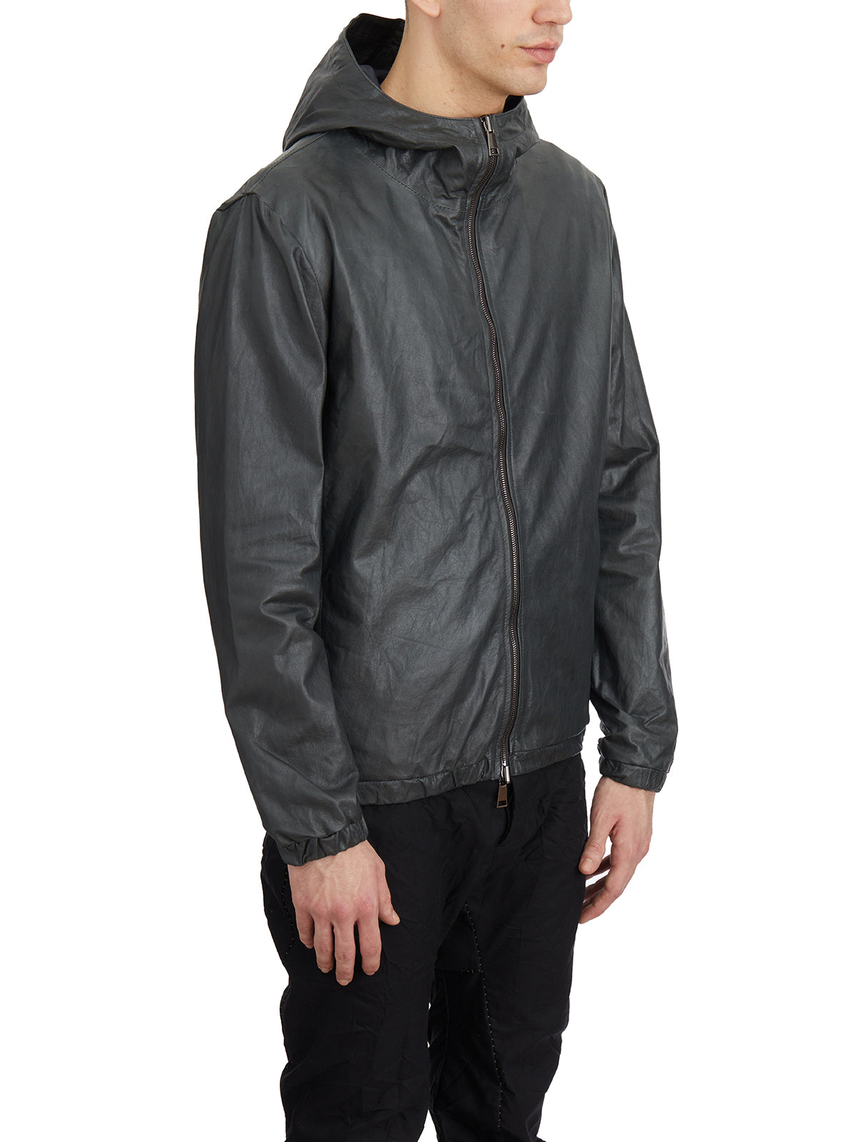 GIORGIO BRATO Leather Jacket with Hood - Size 50