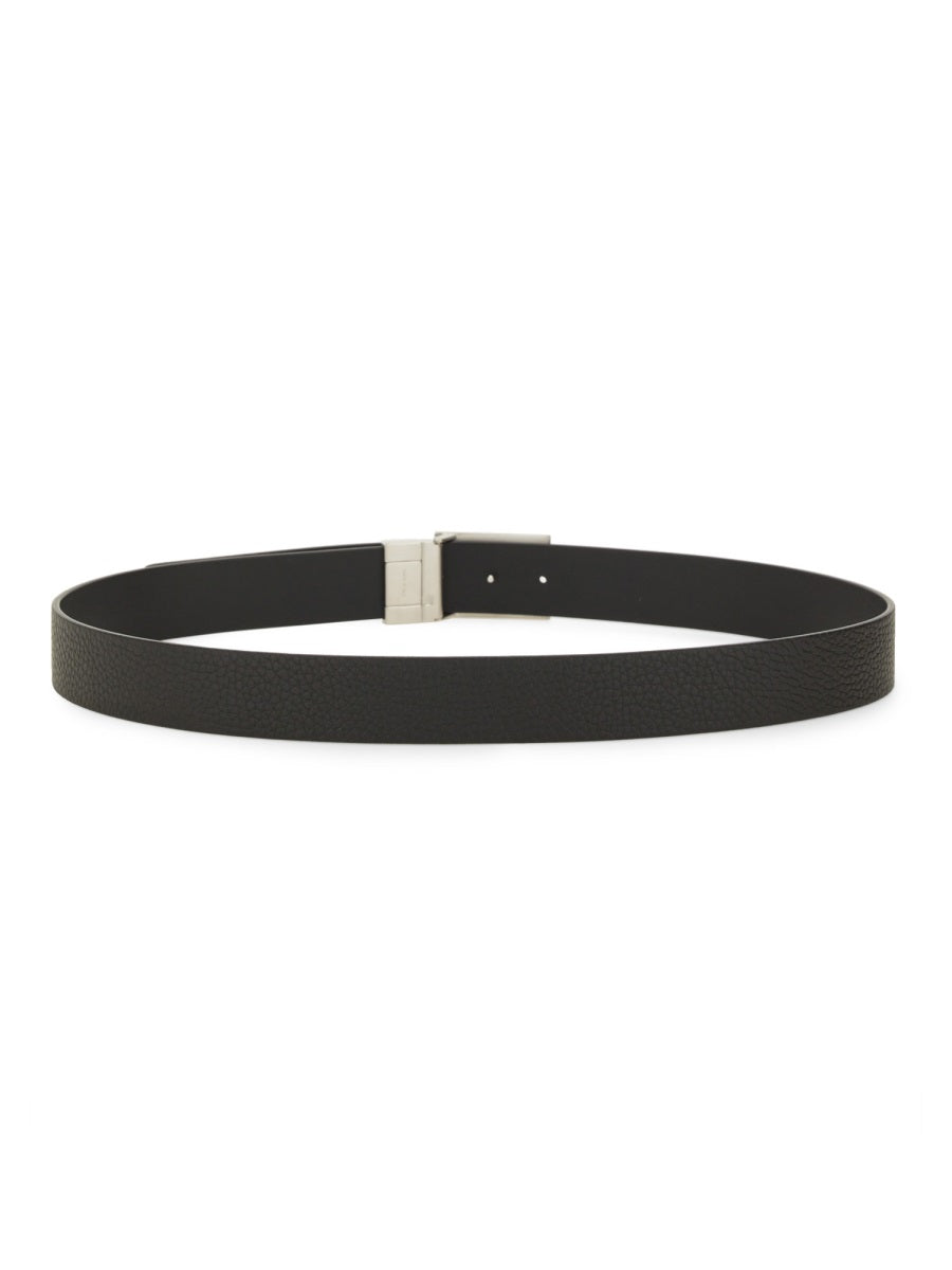 ZEGNA Reversible Leather Belt with Monogram Buckle