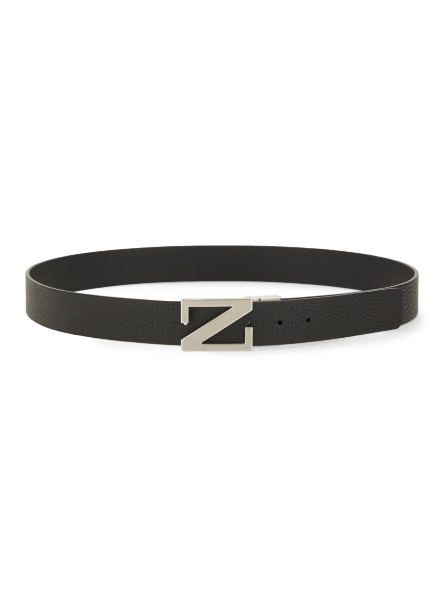ZEGNA Reversible Leather Belt with Monogram Buckle