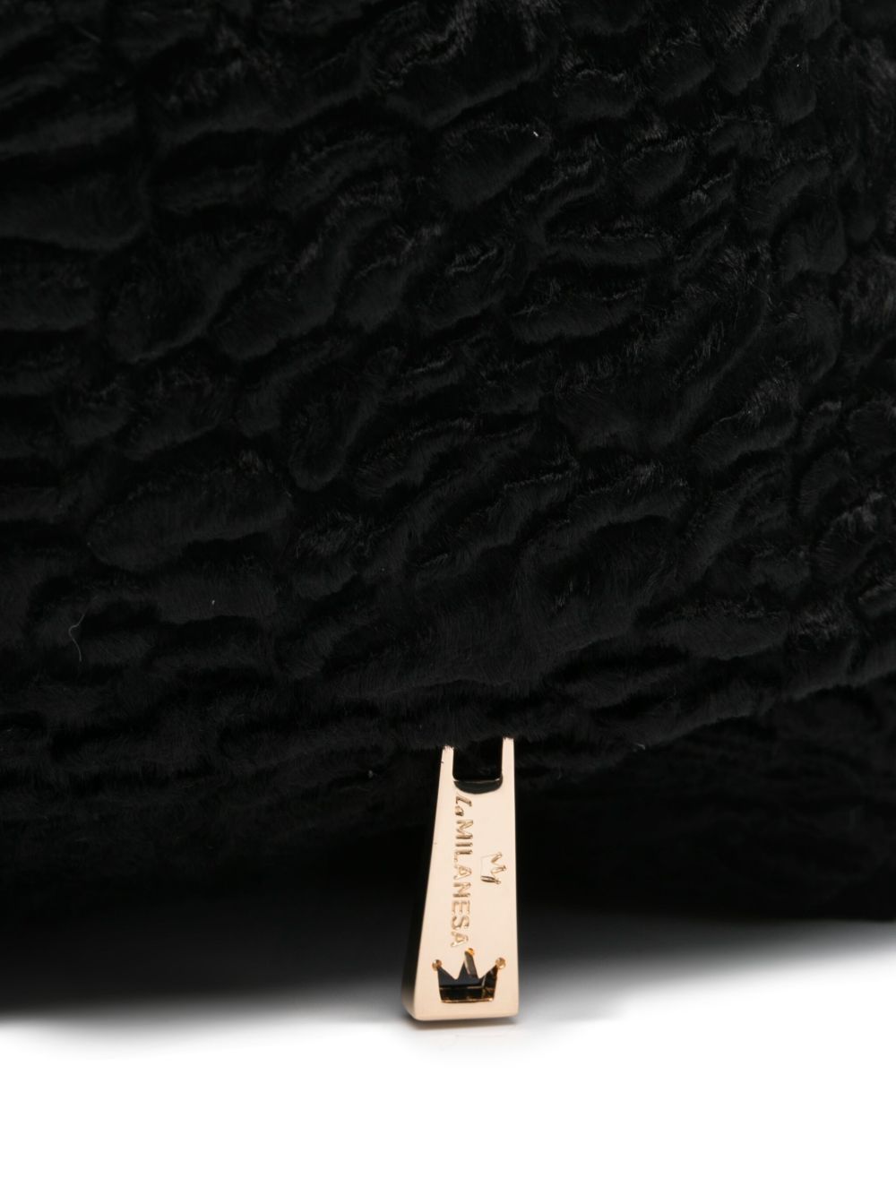 LA MILANESA Textured Large Shoulder Handbag with Triangular Design