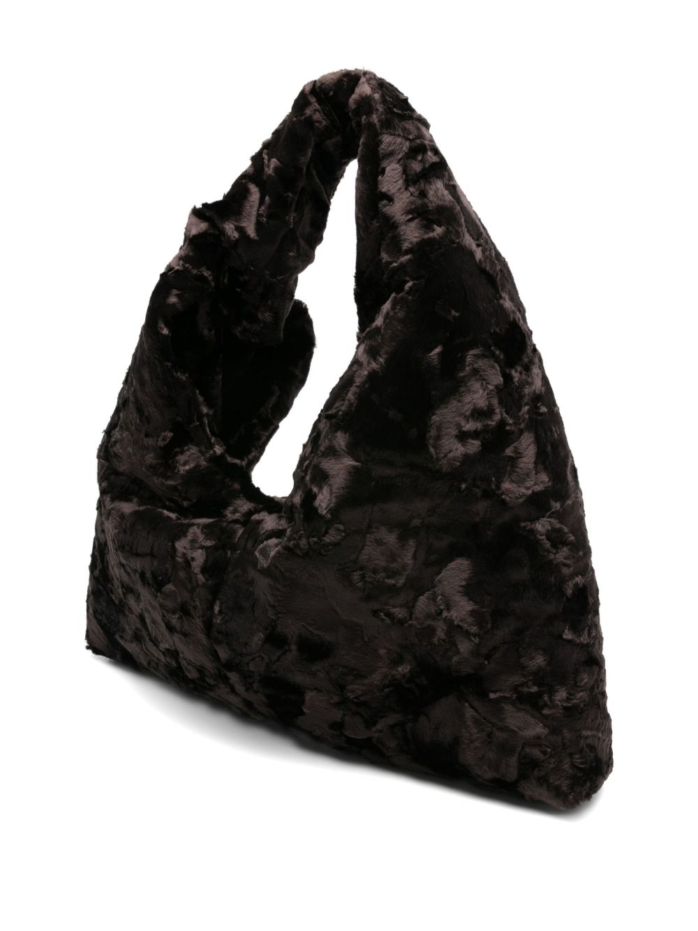 LA MILANESA Medium Crushed Texture Triangular Handbag with Top Handle