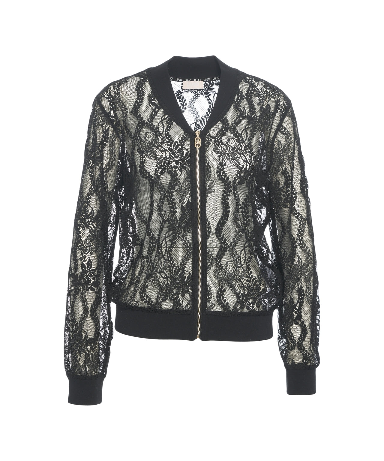 LIU JO Women's Bomber Jacket with Floral Lace Design
