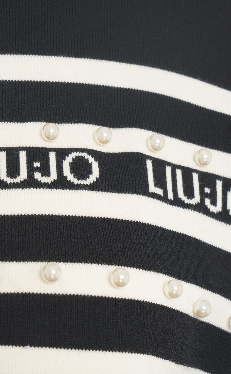 LIU JO Striped Full-Zip Cardigan with Sparkling Details