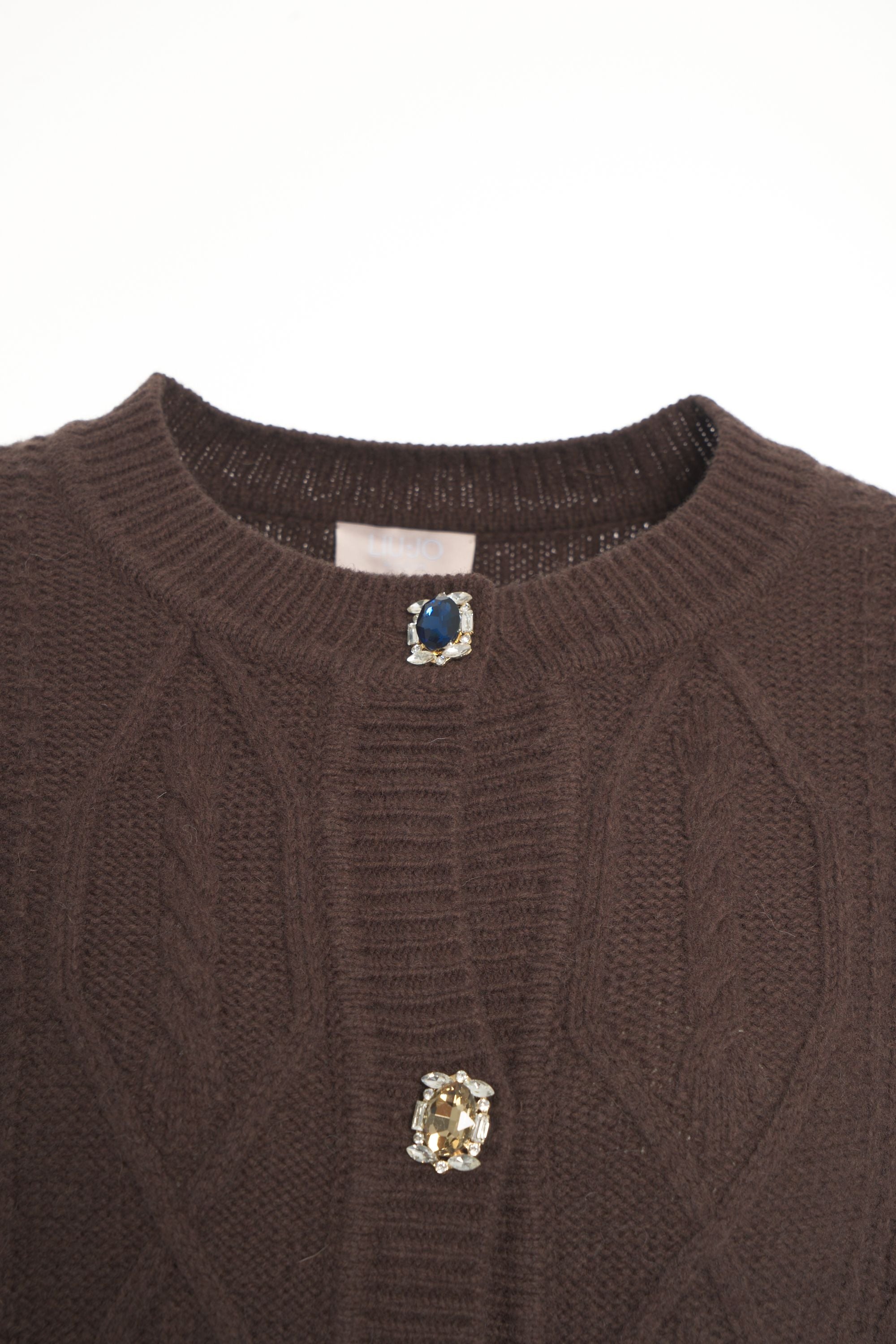 LIU JO Elegant Cable Knit Cardigan with Jewel Buttons - Women's