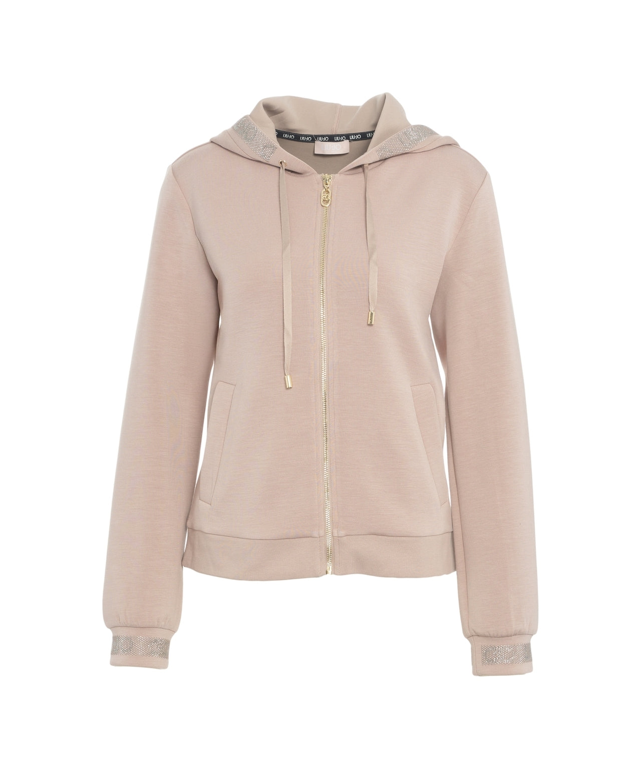 LIU JO Women's Zip-Up Hoodie with Hood and Rhinestones