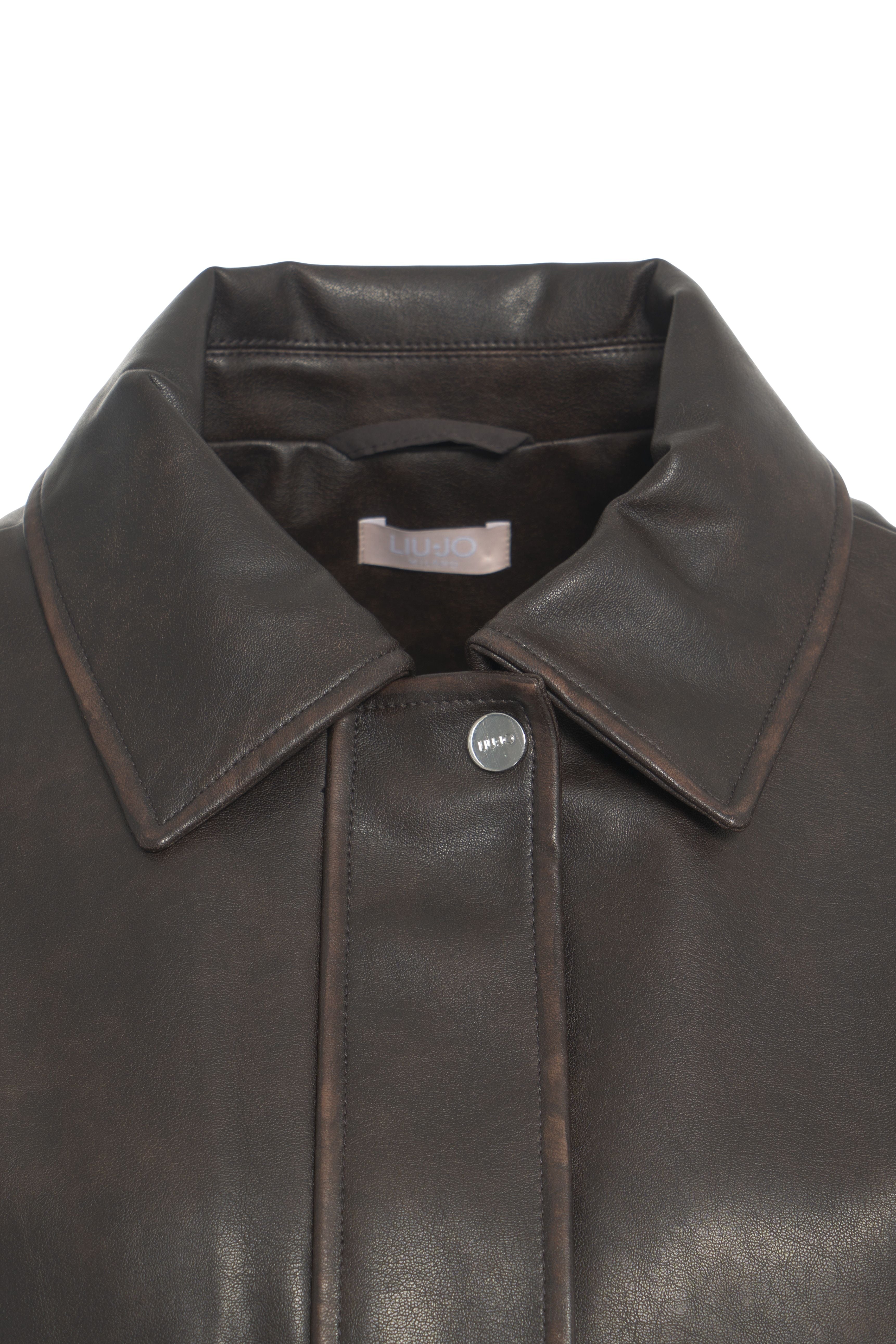 LIU JO Chic Faux Leather Jacket with Classic Collar